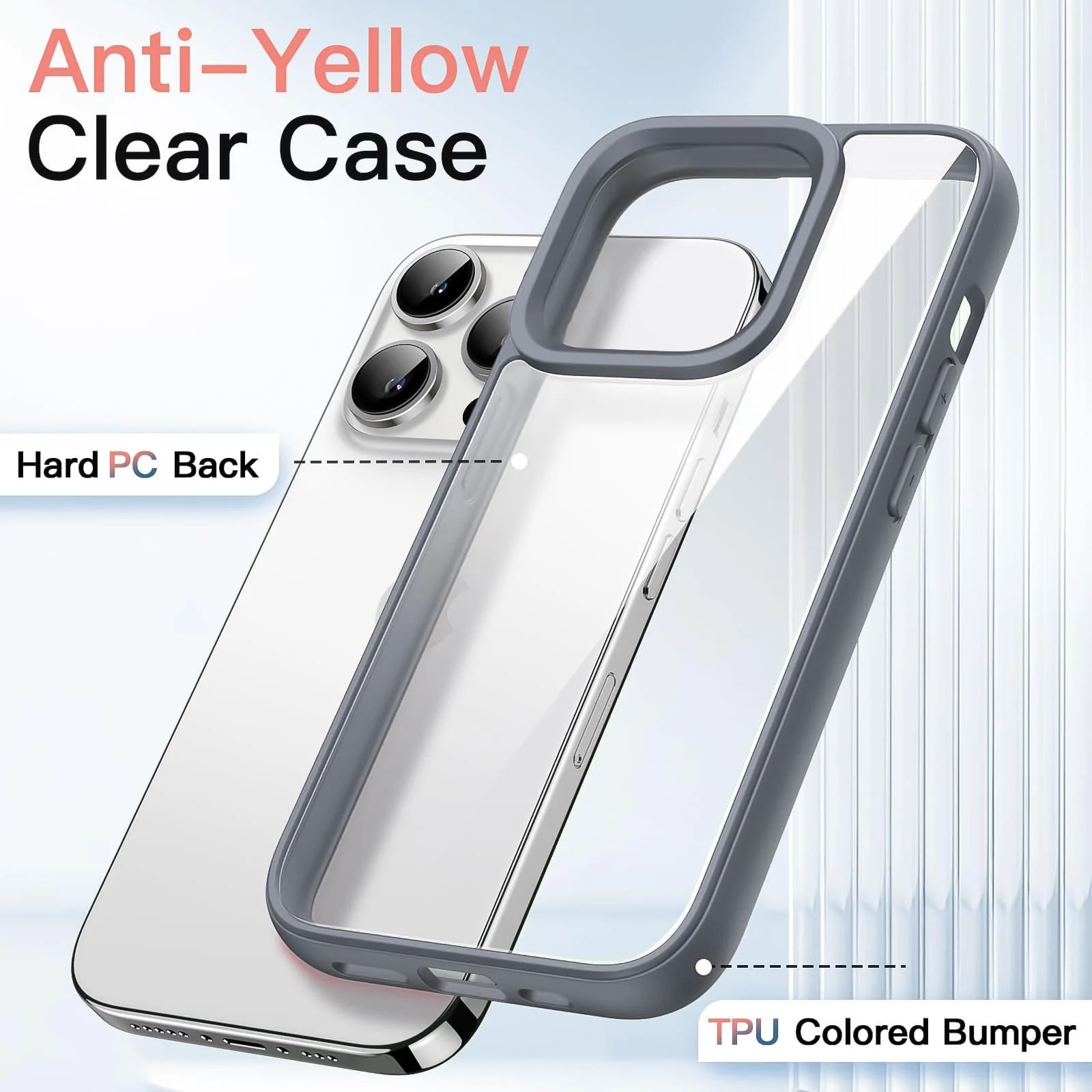 DL3 Mobilak Case Compatible With iPhone 11 Pro Max (6.5 Inch), Clear Case Shockproof Hard PC +Soft Silicone [Not Yellowing] Transparent Protective Slim Case Phone - Gray