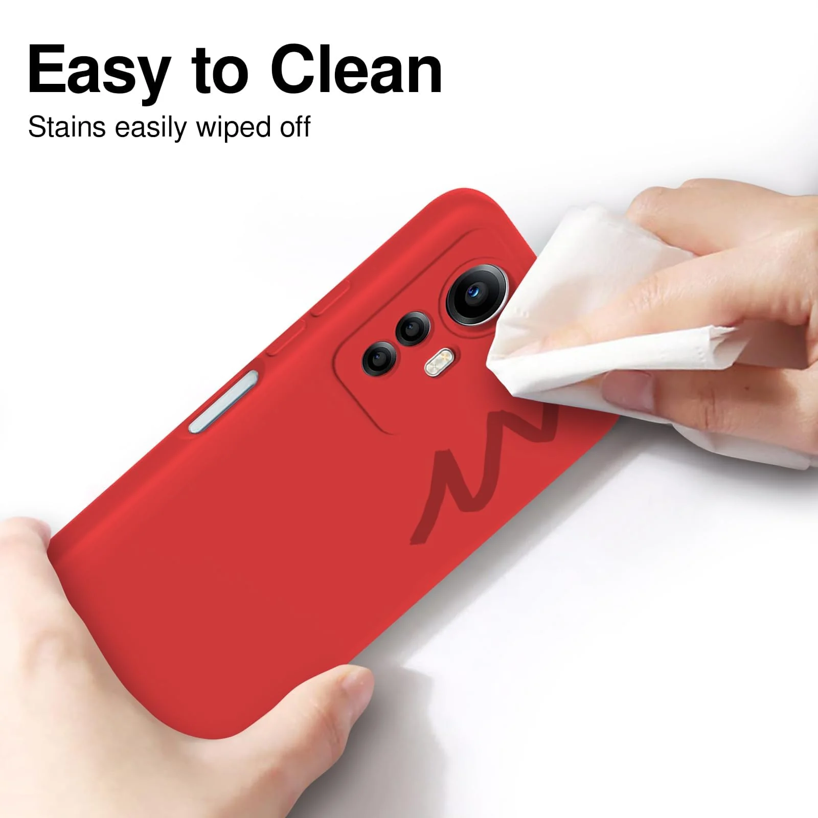DL3 Mobilak Liquid Silicone Case for Xiaomi Redmi Note 12S, Shock-absorbing protection, Scratch-resistant surface, Soft microfiber lining - Red