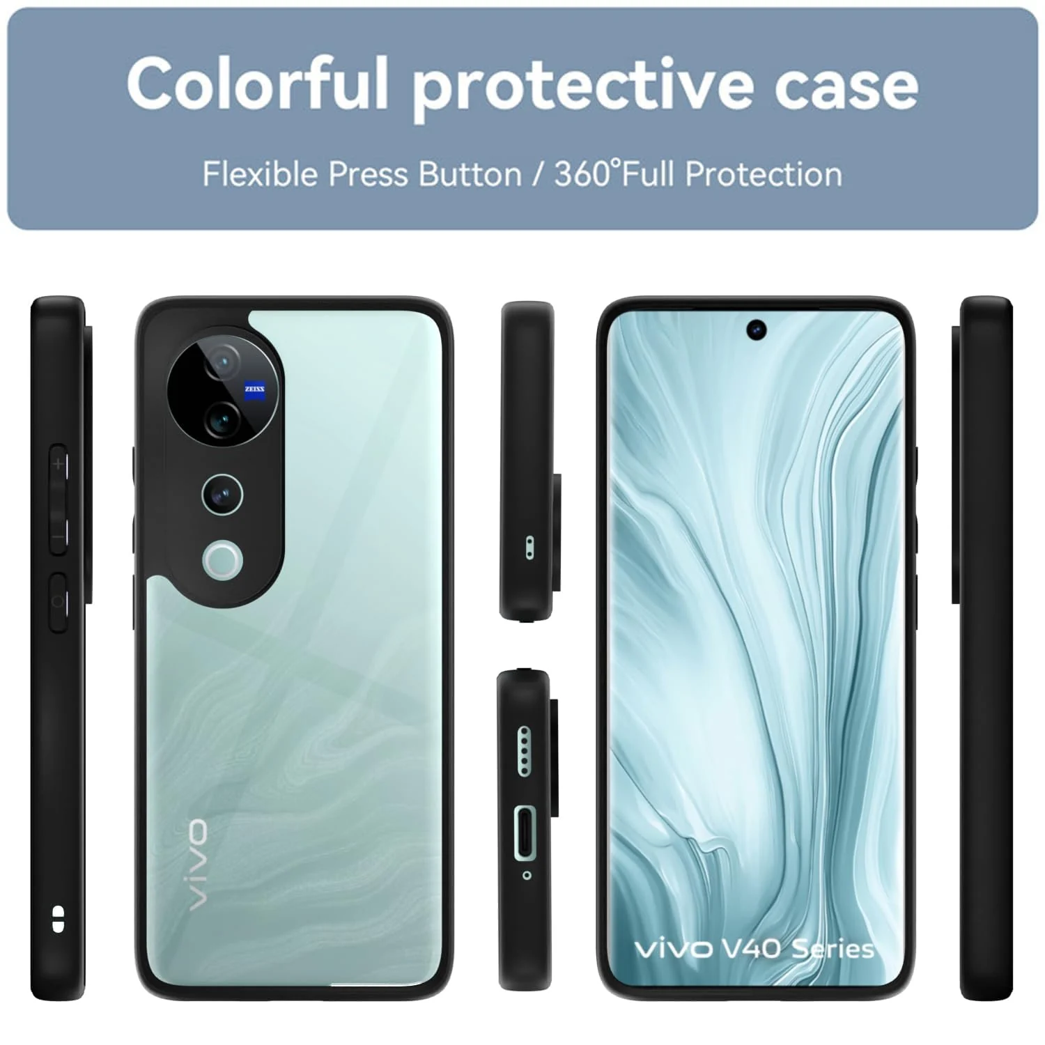 DL3 Mobilak Clear PC and TPU Protective Case for vivo V40 5G / V40 Pro 5G / vivo S19 Pro with Camera Protection and Military-Grade Protection - Black