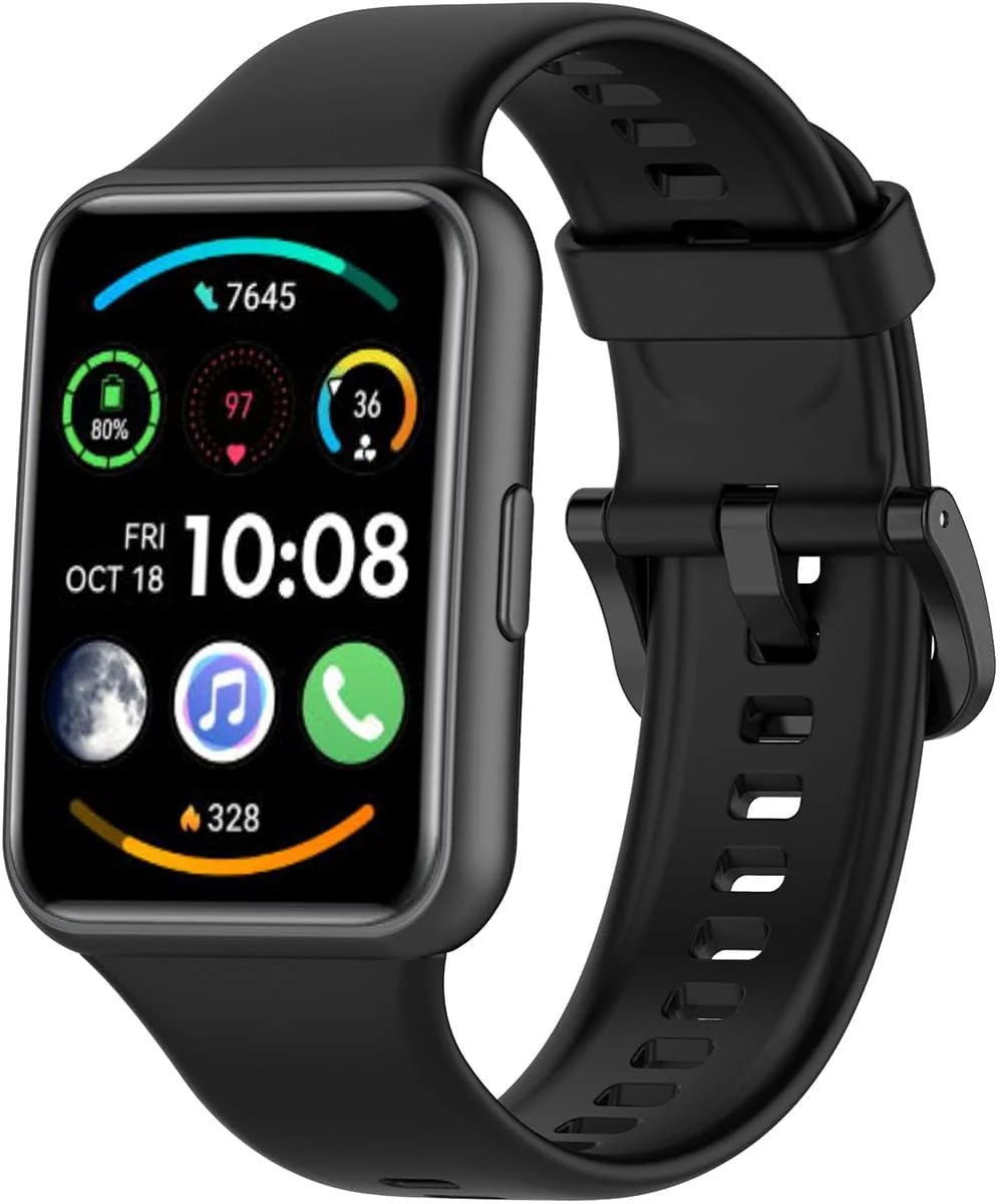 DL3 Mobilak Silicone Watch Strap Compatible With Huawei Watch Fit 2, Sport Band Wristband Bracelet - Black
