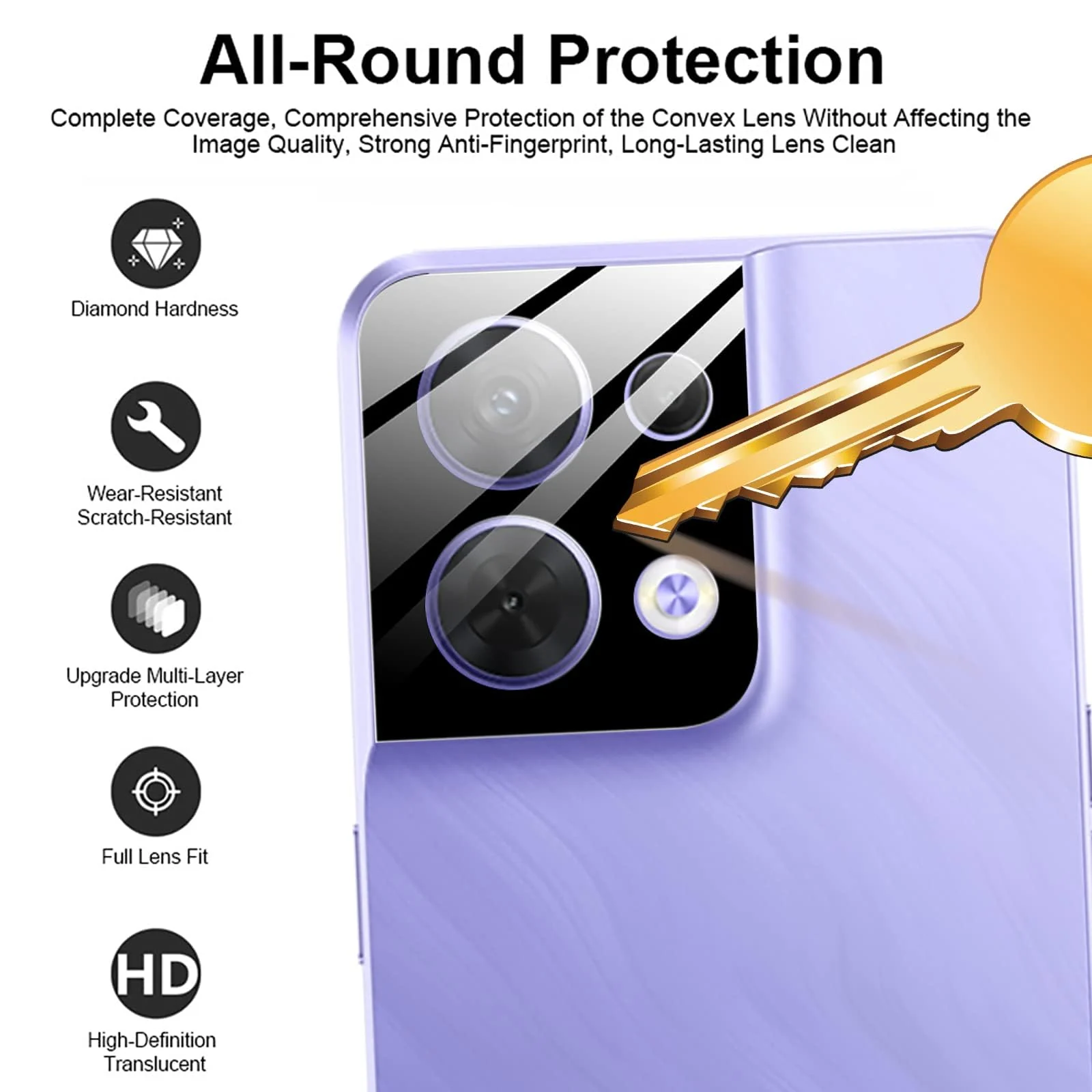 DL3 Mobilak OPPO Reno 8 Pro 5G Camera Protector Tempered Glass Screen Protector HD [Full Coverage][Anti-Scratch] Drop Protection Ultra Clear/Thin Lens Protector Case - Black