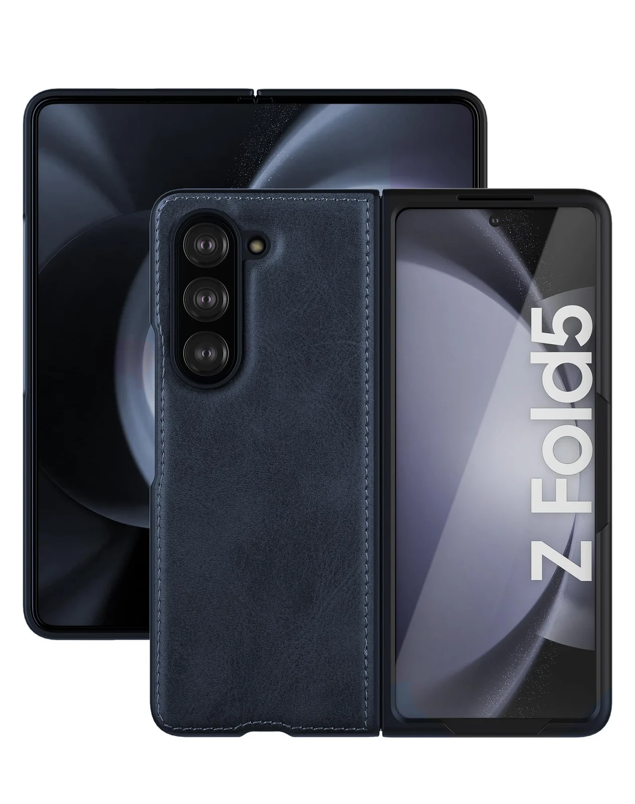 DL3 Mobilak Faux Leather Protective Case for Samsung Galaxy Z Fold 5 - Blue