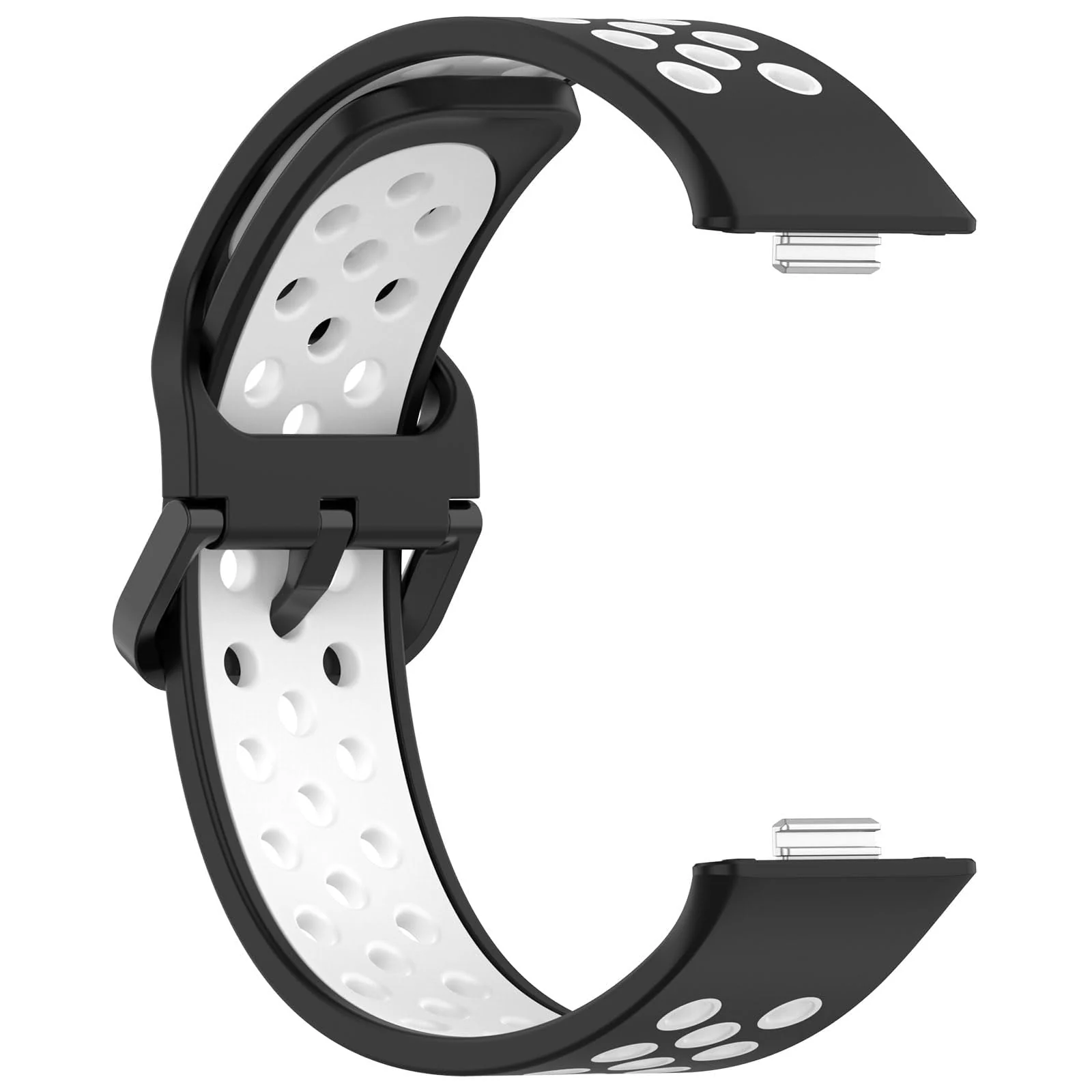 DL3 Mobilak Silicone Strap for Huawei Watch Fit 3, [Breathable] Soft Silicone Sport Wristband Bracelet Replacement Strap, Two-tone Strap, Adjustable Design, for Huawei Watch Fit3 - Black White