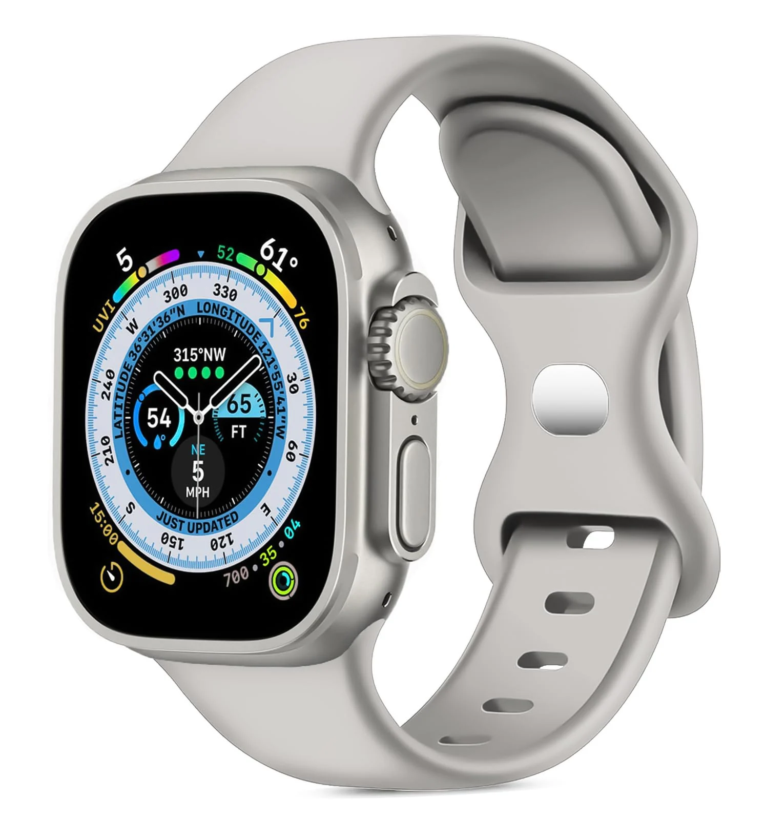DL3 Mobilak Band with Case For Apple Watch Ultra/Ultra 2 49mm, Adjustable Silicone Sport Wristband Replacement, Strap With Cover Built-in Glass Screen Protector for iWatch Ultra 49 mm - Light Gray