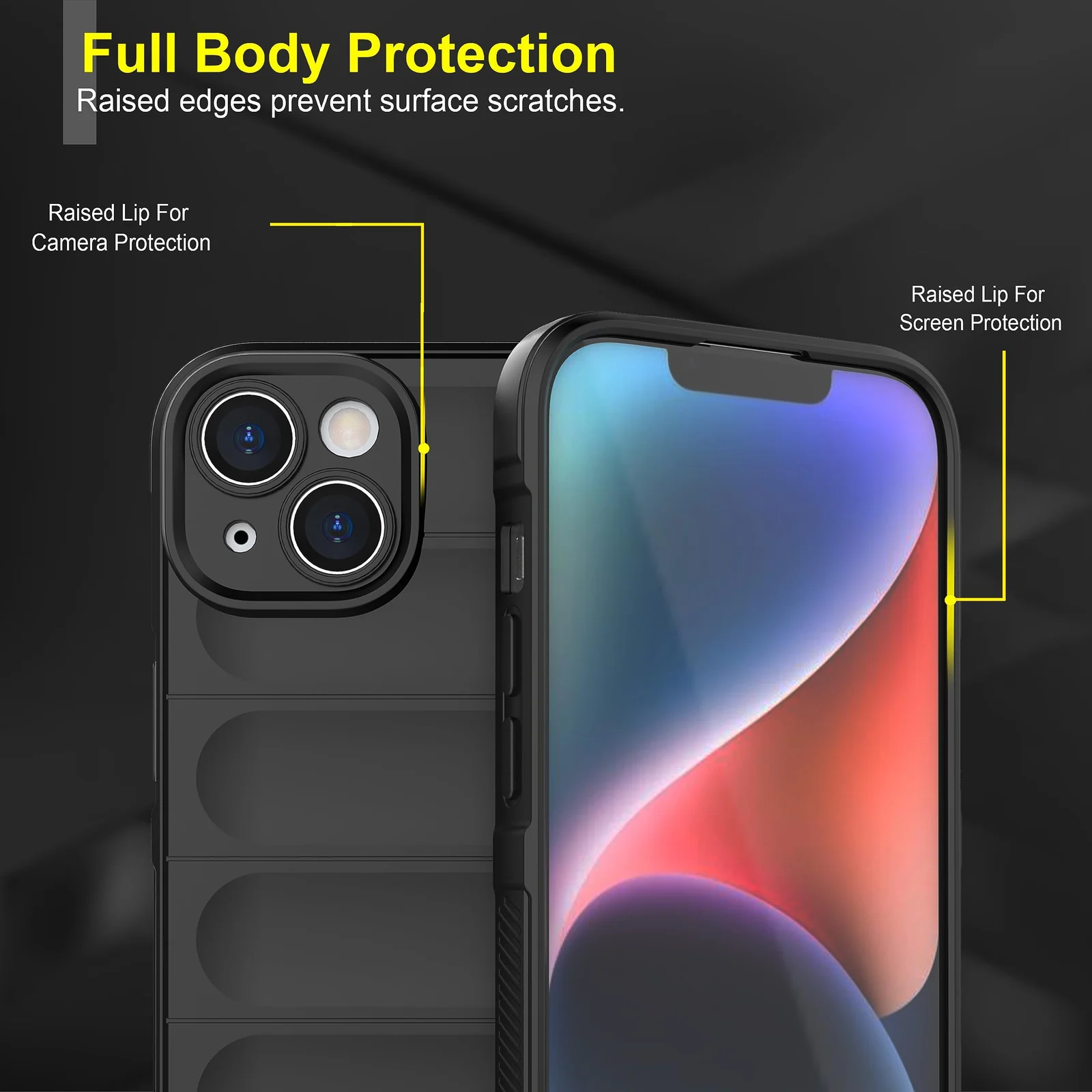 DL3 Mobilak Silicone Case for iPhone 15+ Plus 6.7-Inch Heavy Duty Protective [Slim Fit] Shockproof Soft Flexible Protective Design Shock-Absorption TPU Cover With Camera Protection - Black