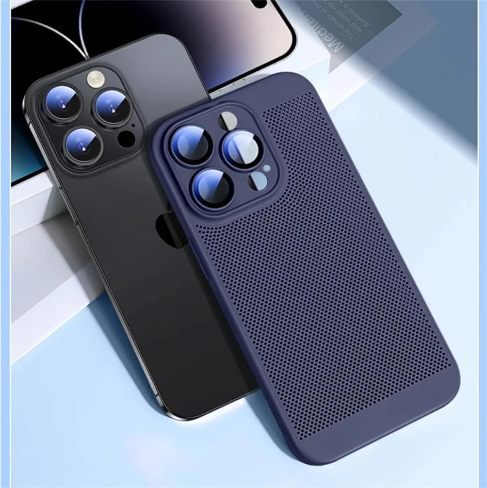 DL3 Mobilak Heat-Dissipation Hard PC Case with Built-In Camera Lens Protector for iPhone 15 Pro Max - Blue