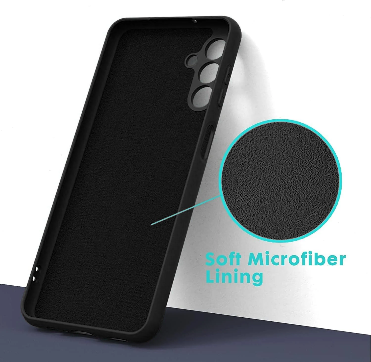 DL3 Mobilak Soft Silicone Protective Case for Samsung Galaxy A15 with Microfiber Lining and Shockproof Design - Black