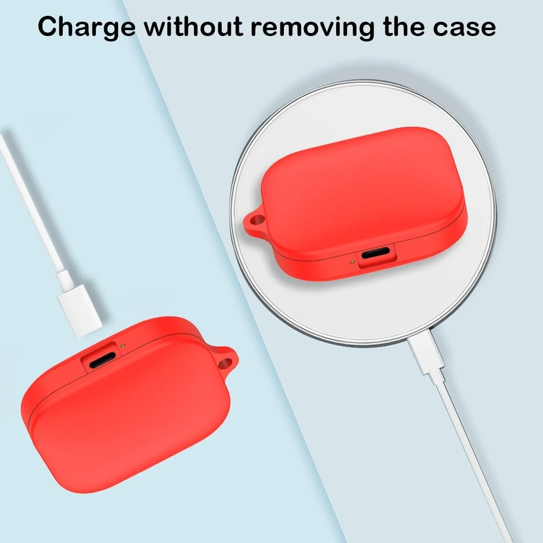 DL3 Mobilak Compatible with Xiaomi Redmi Buds 5 Case Cover, Soft Silicone Shockproof Protective Skin Case for Xiaomi Redmi Buds 5 Wireless Earbuds with Carabiner - Red