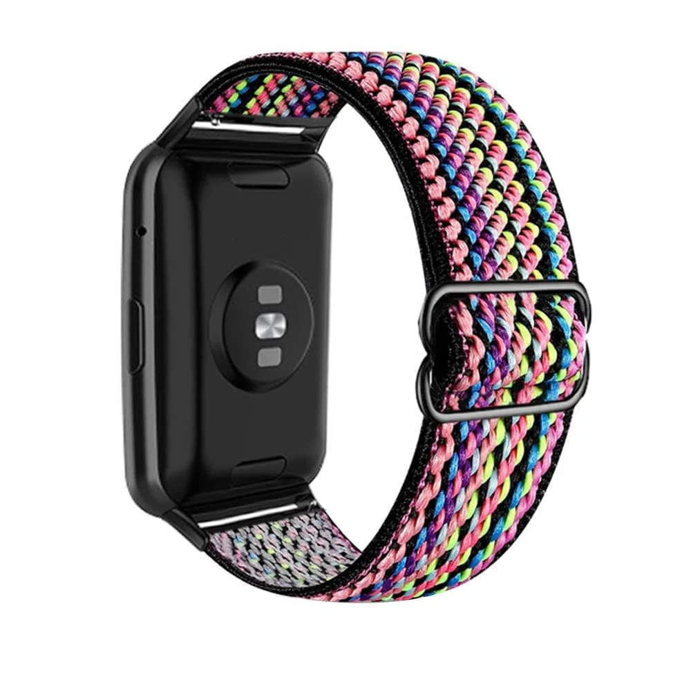 DL3 Mobilak Elastic Straps Compatible with Huawei Watch Fit Men Women, Adjustable Stretchy Bracelets Sport Nylon Replacement Bracelet for Huawei Watch Fit - Black