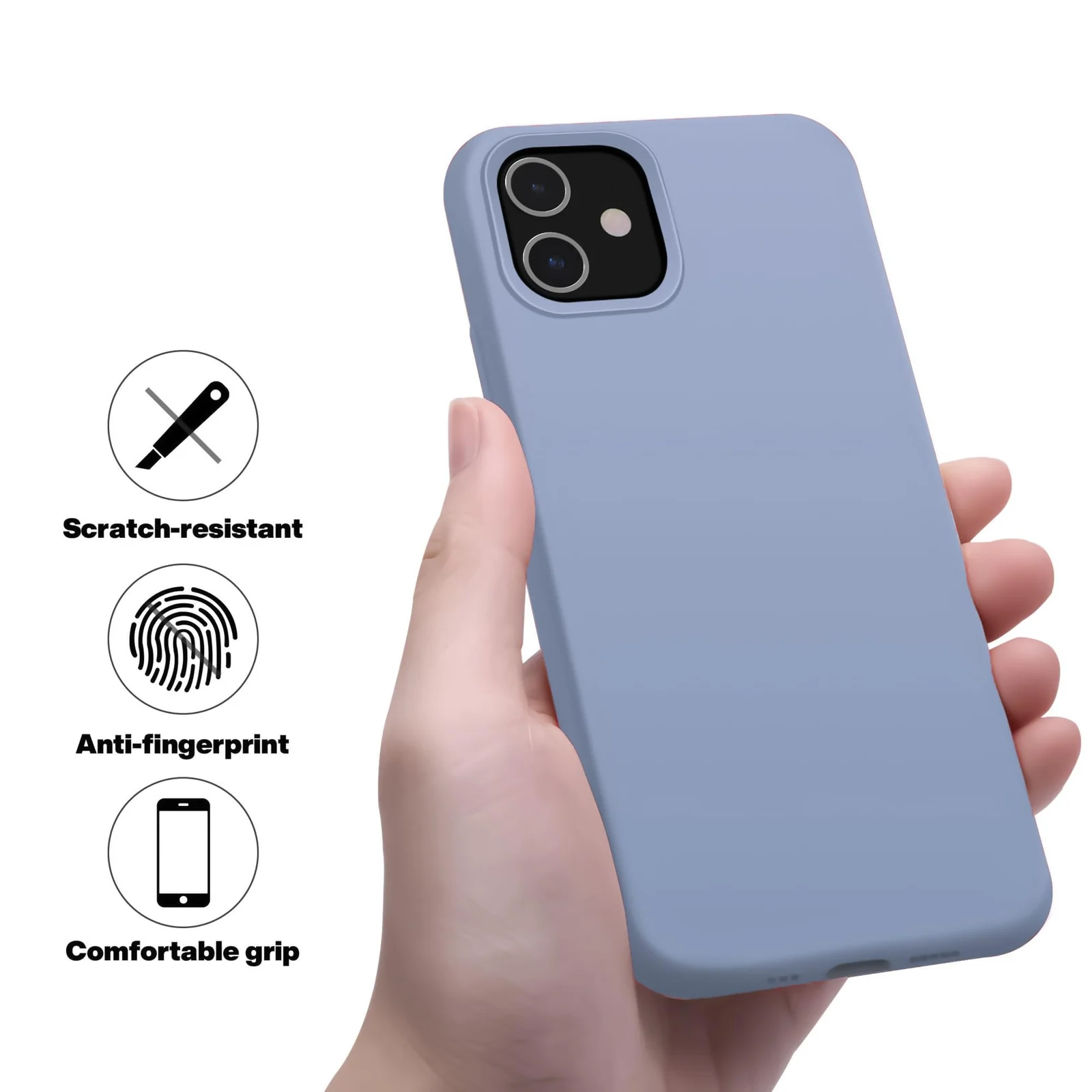 DL3 Mobilak Liquid Silicone Protective Case for iPhone 11 (6.1 Inch) with Camera Protection and Microfiber Lining - A Lavender Blue