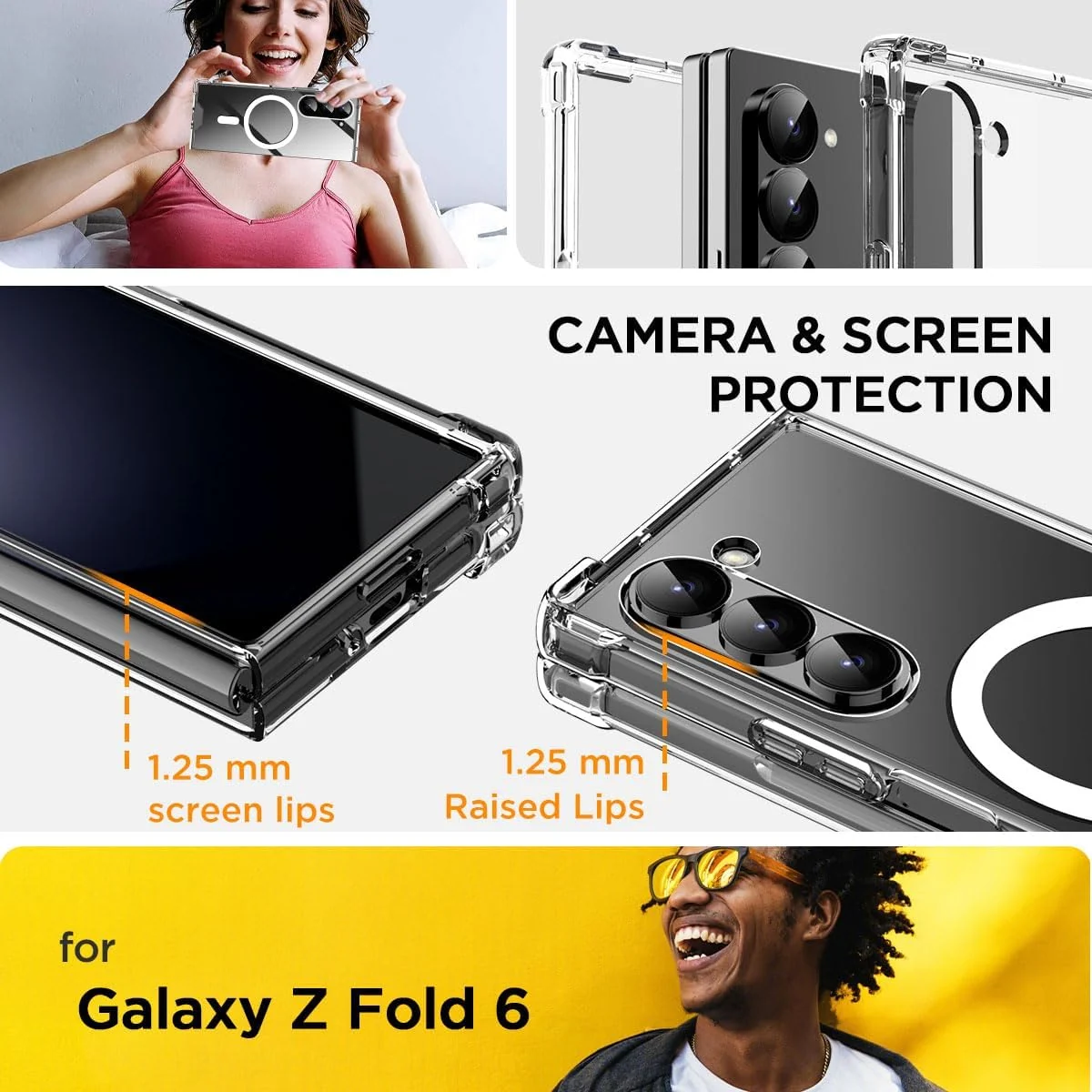 DL3 Mobilak for Case for Samsung Galaxy Z Fold 6 (2024), Magnetic Case for MagSafe, Anti Yellowing Hard PC Back Slim Shockproof Anti-Scratch Phone Case Cover for Samsung Z Fold 6 - Clear