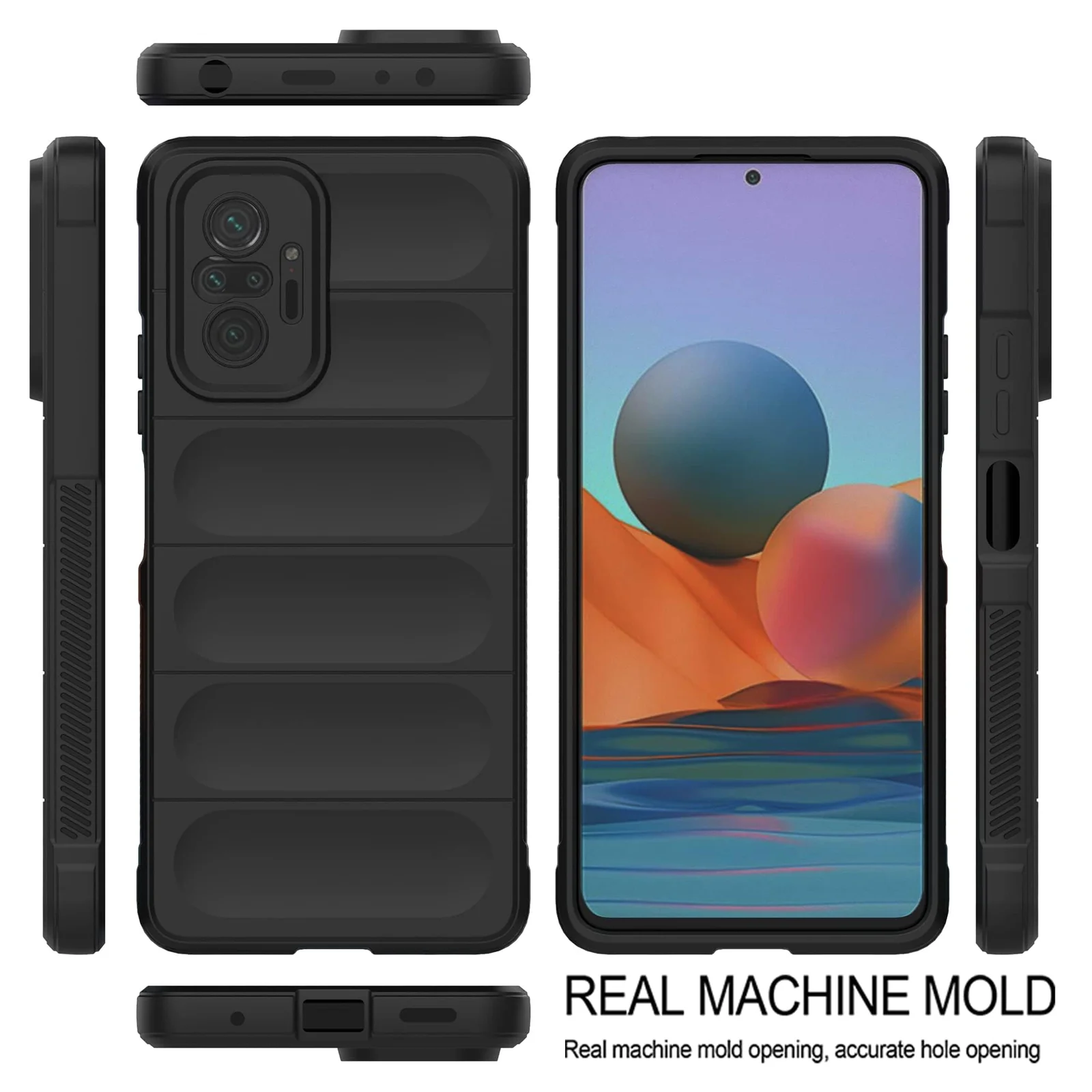 DL3 Mobilak Flexible Silicone and TPU Protective Case with Camera Protection for Xiaomi Redmi Note 10 Pro / Note 10 Pro Max - Black