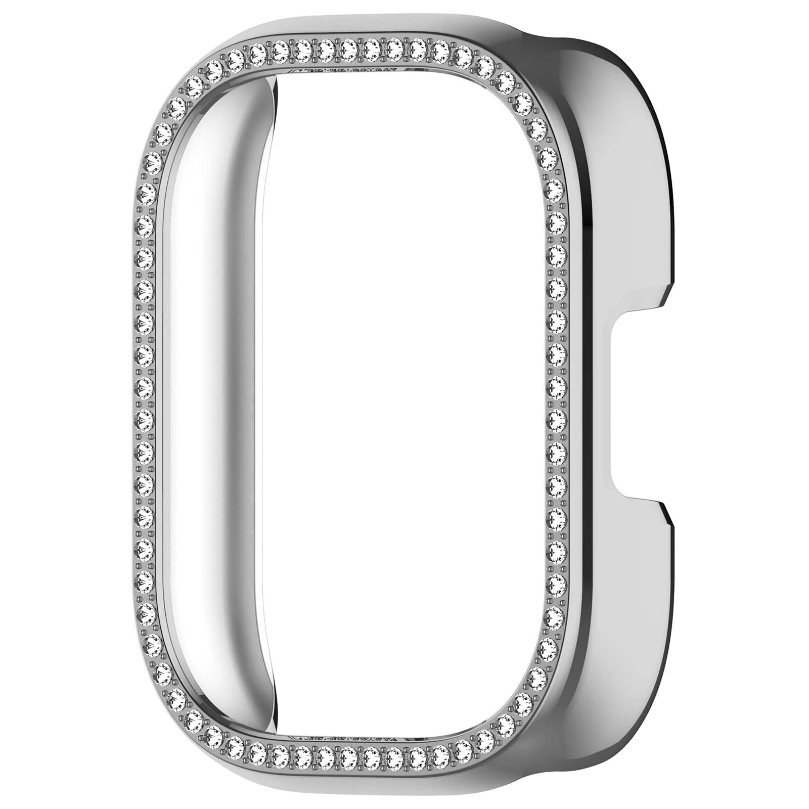 DL3 Mobilak Bling Case for Xiaomi Redmi Watch 5 Active, Slim Hard PC Frame Cover with Crystal Diamond Bumper Design (Without Screen Protector), Protective Case for Women and Girls - Silver