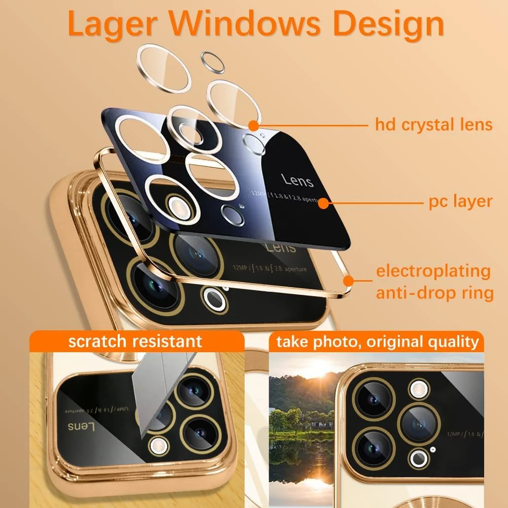DL3 Mobilak Clear MagSafe-Compatible Magnetic Case for iPhone 11 6.1 Inch with Camera Protection and Shockproof Design - Gold