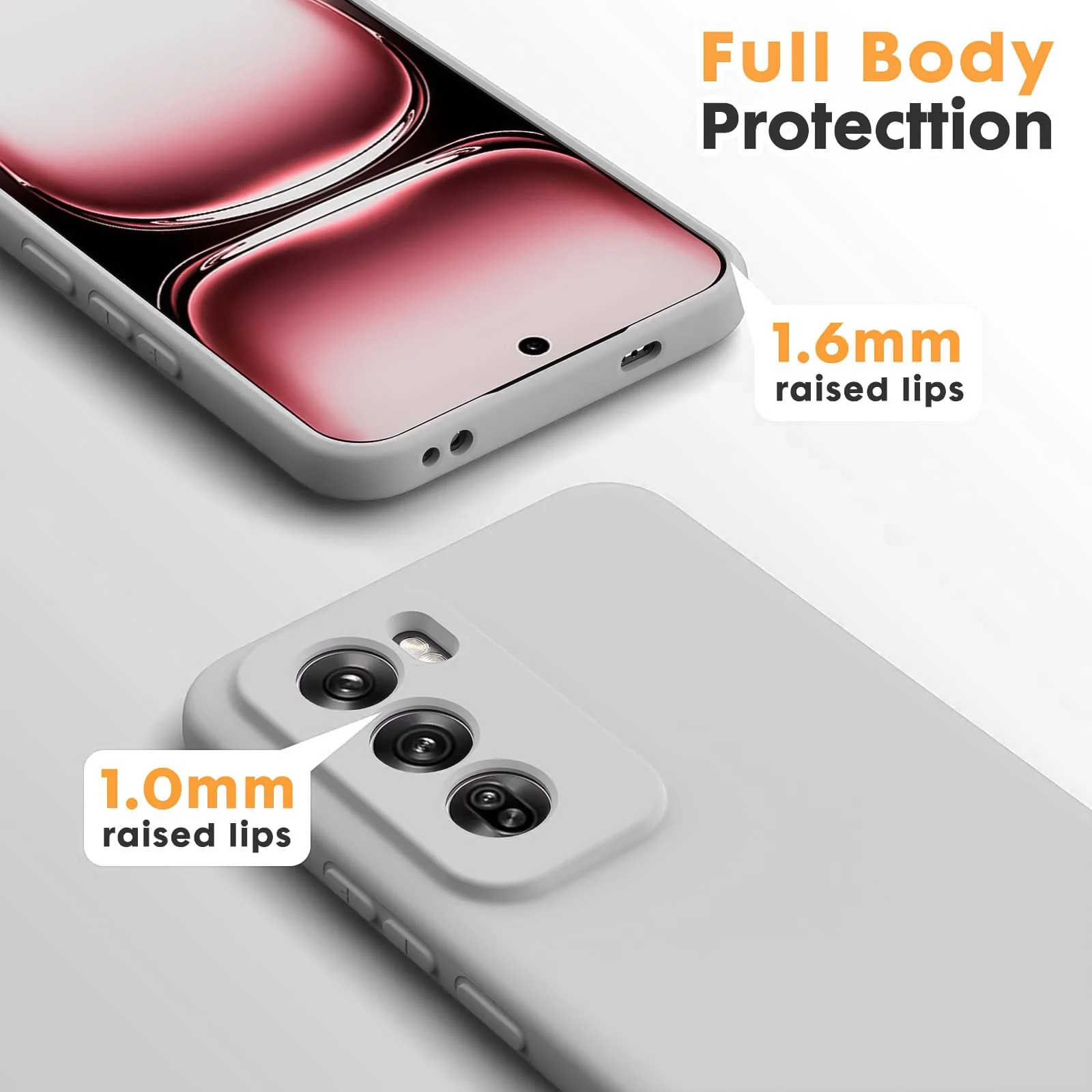 DL3 Mobilak Compatible with OPPO Reno 12 5G Case Slim Liquid Silicone Soft Gel Rubber Shockproof Protective Phone Case with Anti-Scratch Microfiber Lining, Cover With Camera Protection - Gray