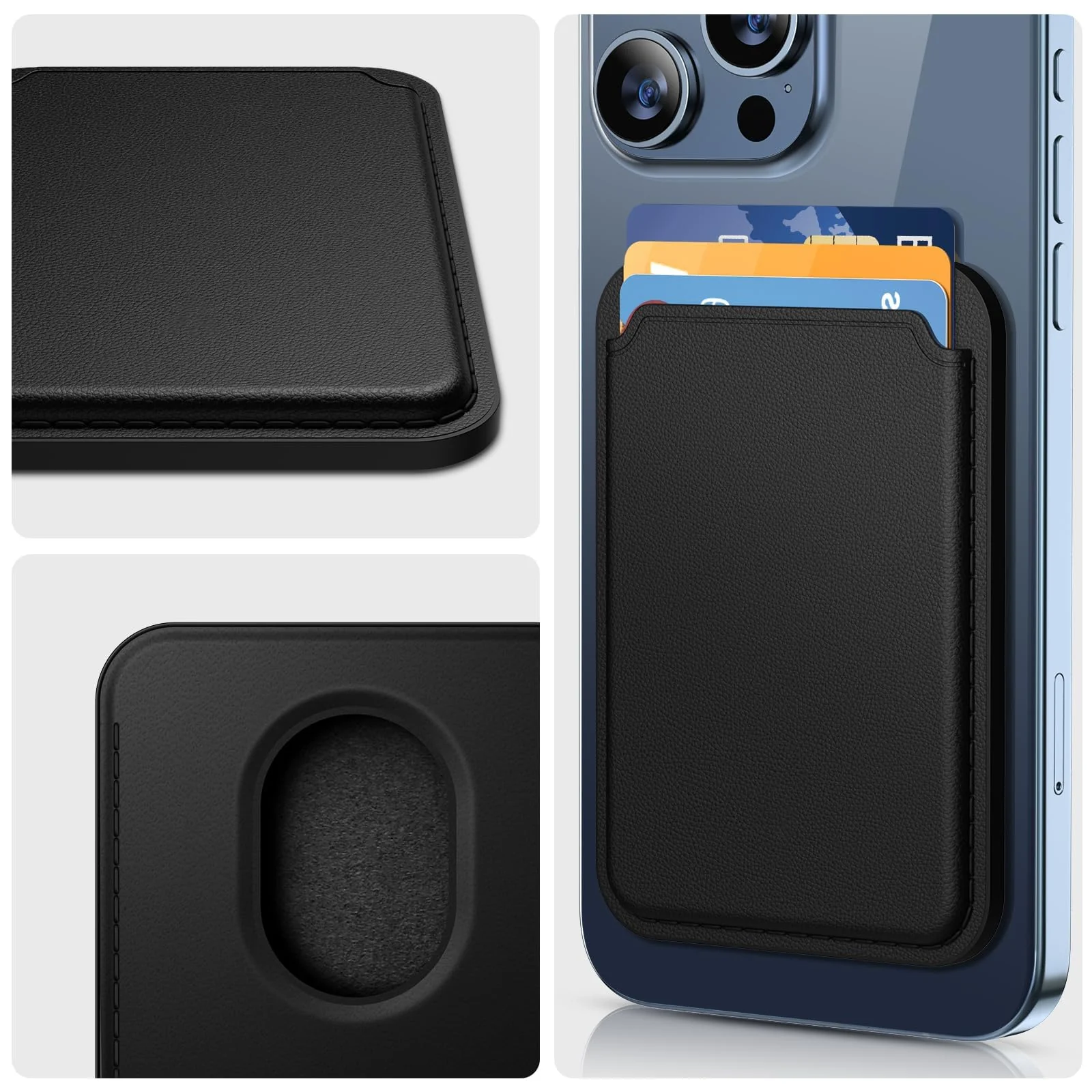 DL3 Mobilak Magnetic Card Holder Phone Wallet for iPhone 16/15/14/13/12 Series with MagSafe, Wallet for iPhone 16 15 14 Pro Max Plus Series, MagSafe 3 Wallet for iPhone 13 12 Pro Max Mini Series - Black