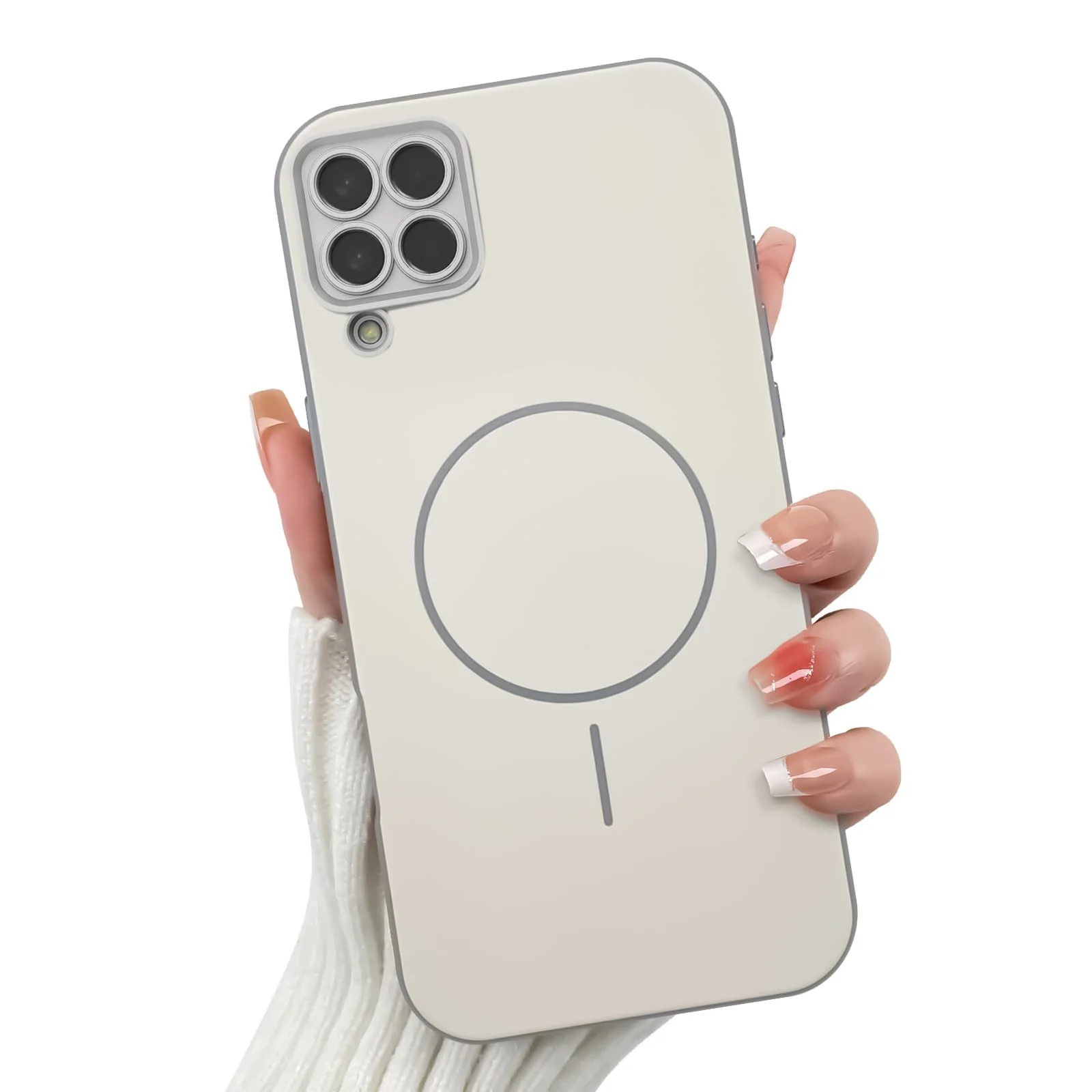 DL3 Mobilak Case For Samsung Galaxy A12 / M12 Slim Design [Not Compatible with MagSafe] Soft Silicone Case Flexible TPU Anti-Scratch Protective Cover with Full Camera Protection - Off-White