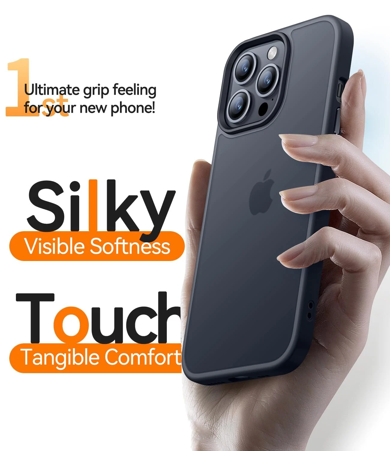 DL3 Mobilak Translucent Matte Case for iPhone 13 Pro / iPhone 14, Supports wireless charging, Camera protection, Shock-absorbing protection - Black