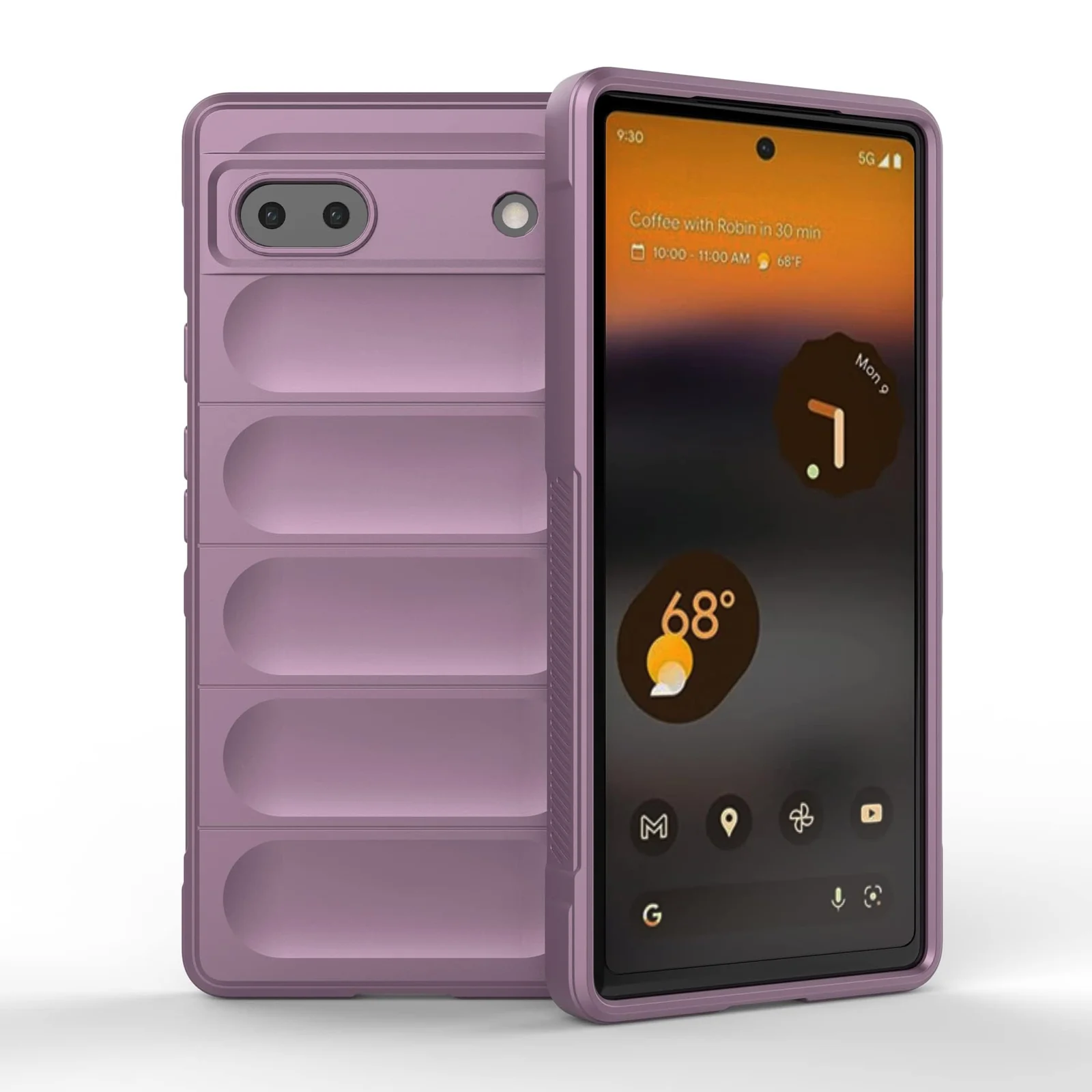 DL3 Mobilak Soft Silicone Protective Case for Google Pixel 6A with Camera Protection and Shockproof Design - Purple