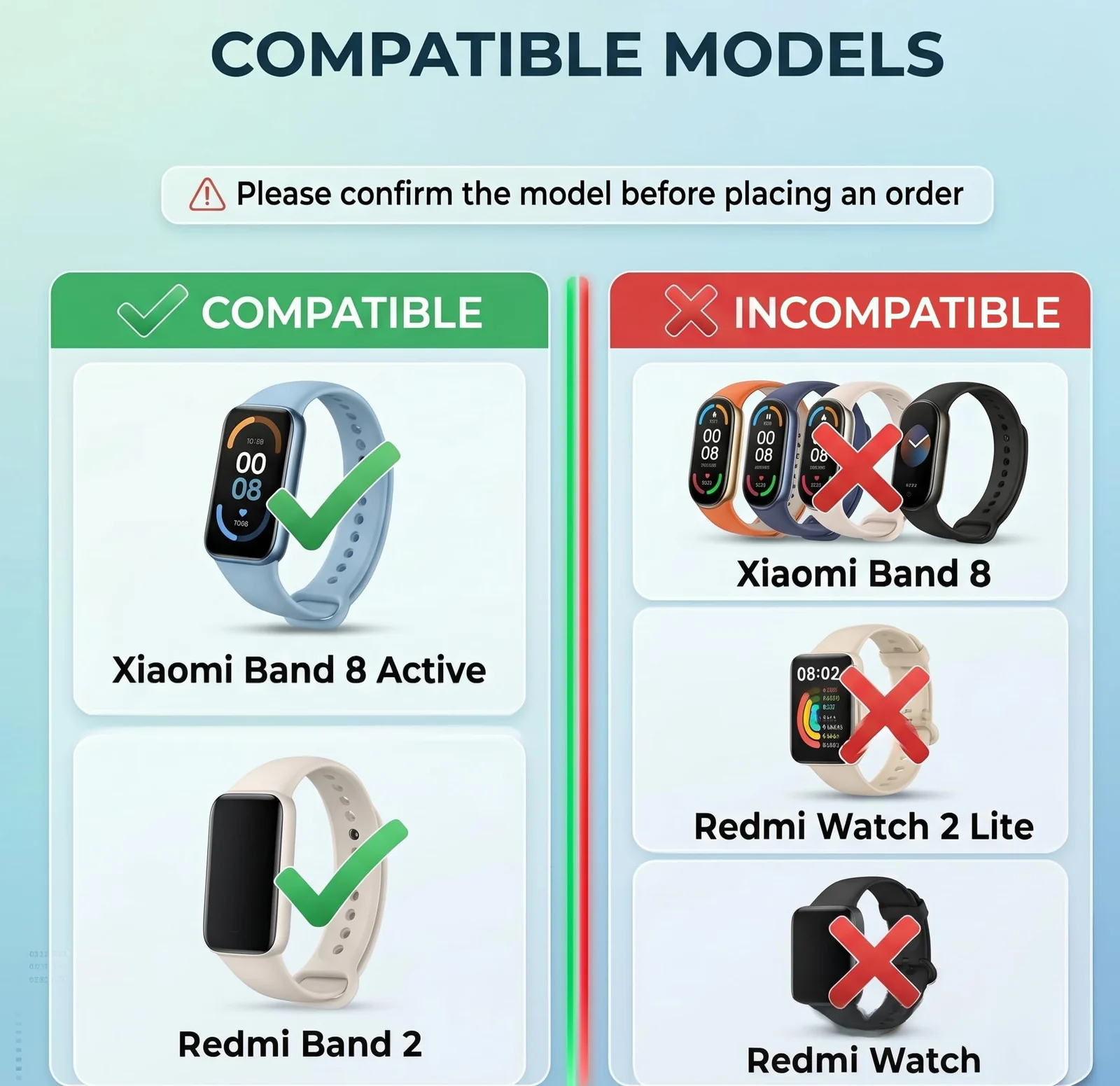 DL3 Mobilak Nylon Strap for Redmi Smart Band 2 / Xiaomi Smart Band 8 Active, Sports Bracelet and Replacement Strap Soft Breathable for Xiaomi Mi Band 8 Active/Redmi Band 2 for Men Women - Ice Blue