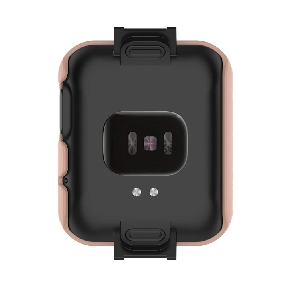 DL3 Mobilak Protective Case Compatible with Xiaomi Mi Watch Lite, 9H Hardness PC Cover Bumper Full Slim Protective Case with Tempered Glass For Redmi Watch Lite - Pink