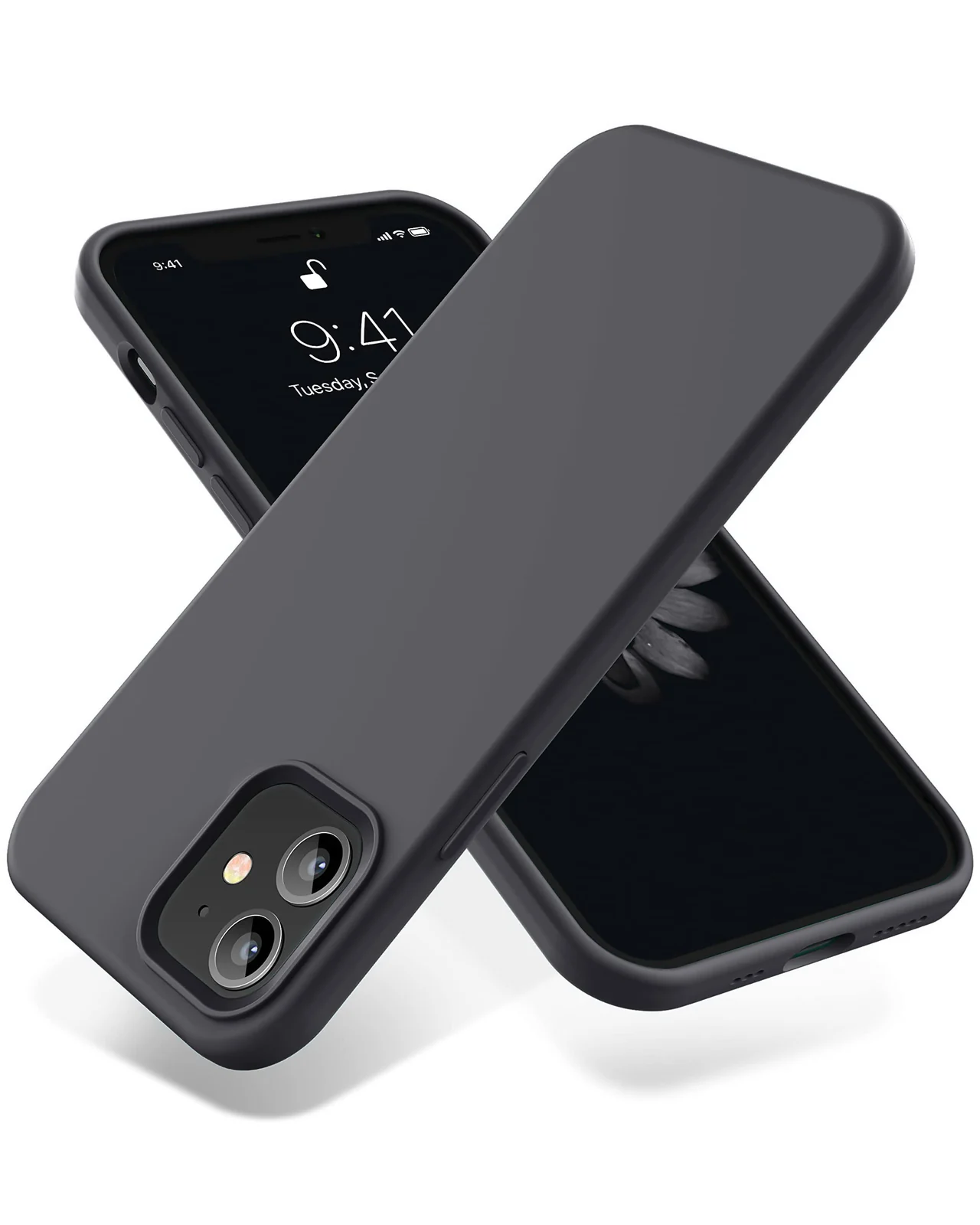 DL3 Mobilak Liquid Silicone Case for iPhone 11 (6.1 Inch), Shock-absorbing protection, Scratch-resistant surface, Soft microfiber lining - Midnight Gray