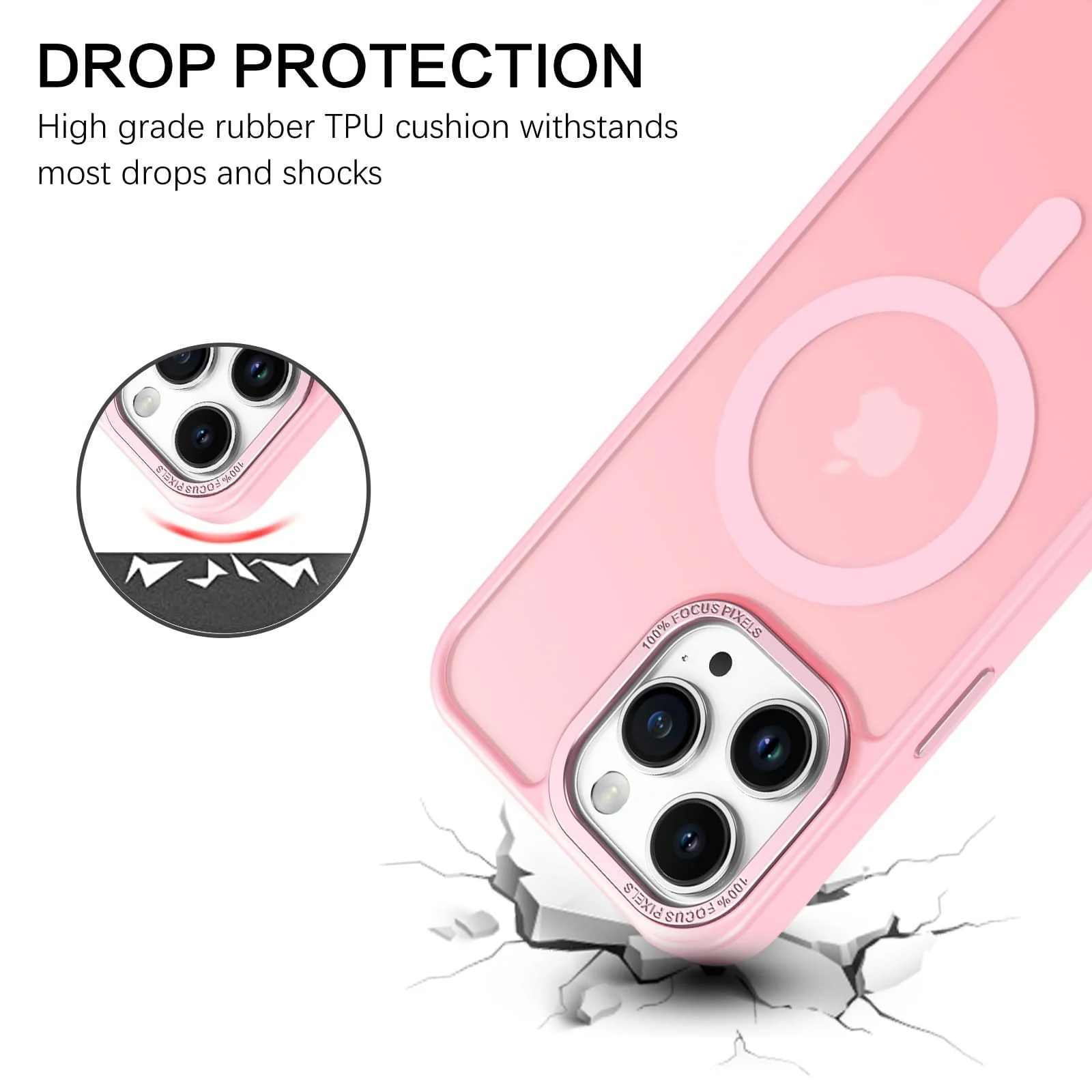 DL3 Mobilak Case for iPhone 13 Pro Max 6.7-inch Magnetic Translucent Matte Phone Cases [Compatible with MagSafe] Thin Slim Fit Shockproof Hard Protective Cover for Men Girls - Pink