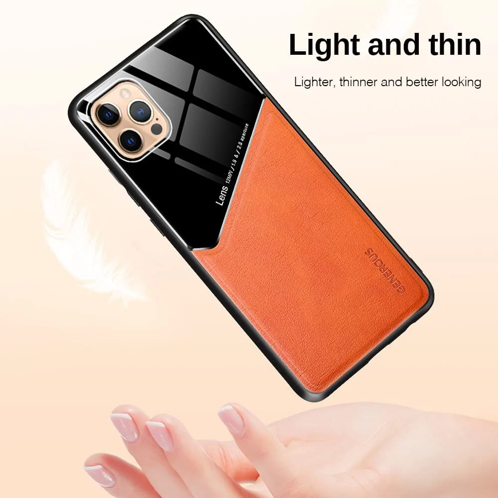 DL3 Mobilak Leather and PC Protective Case for Xiaomi Redmi Note 12 Pro 4G / Redmi Note 11 Pro 4G / 5G, Built-in magnetic car-mount support, Shock-absorbing protection - Orange