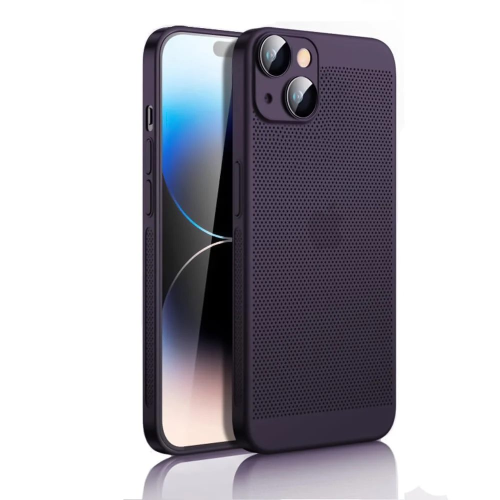 DL3 Mobilak Heat-Dissipation Hard PC Case with Built-In Camera Lens Protector for iPhone 14 6.1-Inch - Purple