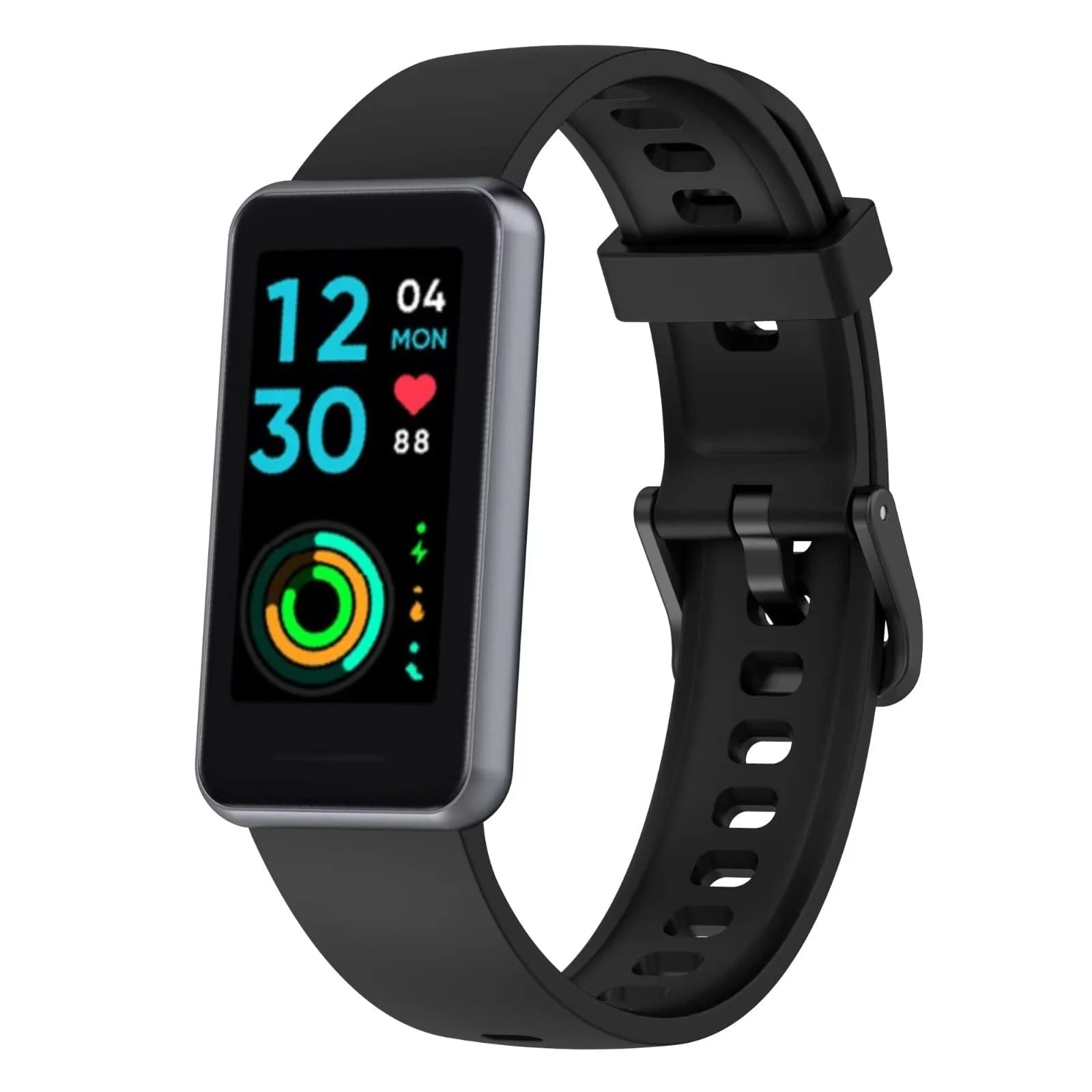 DL3 Mobilak Silicone Strap for realme Band 2, [Breathable] Soft Silicone Replacement Strap for Men and Women, Pin Buckle Design, for realme Band2 - Black