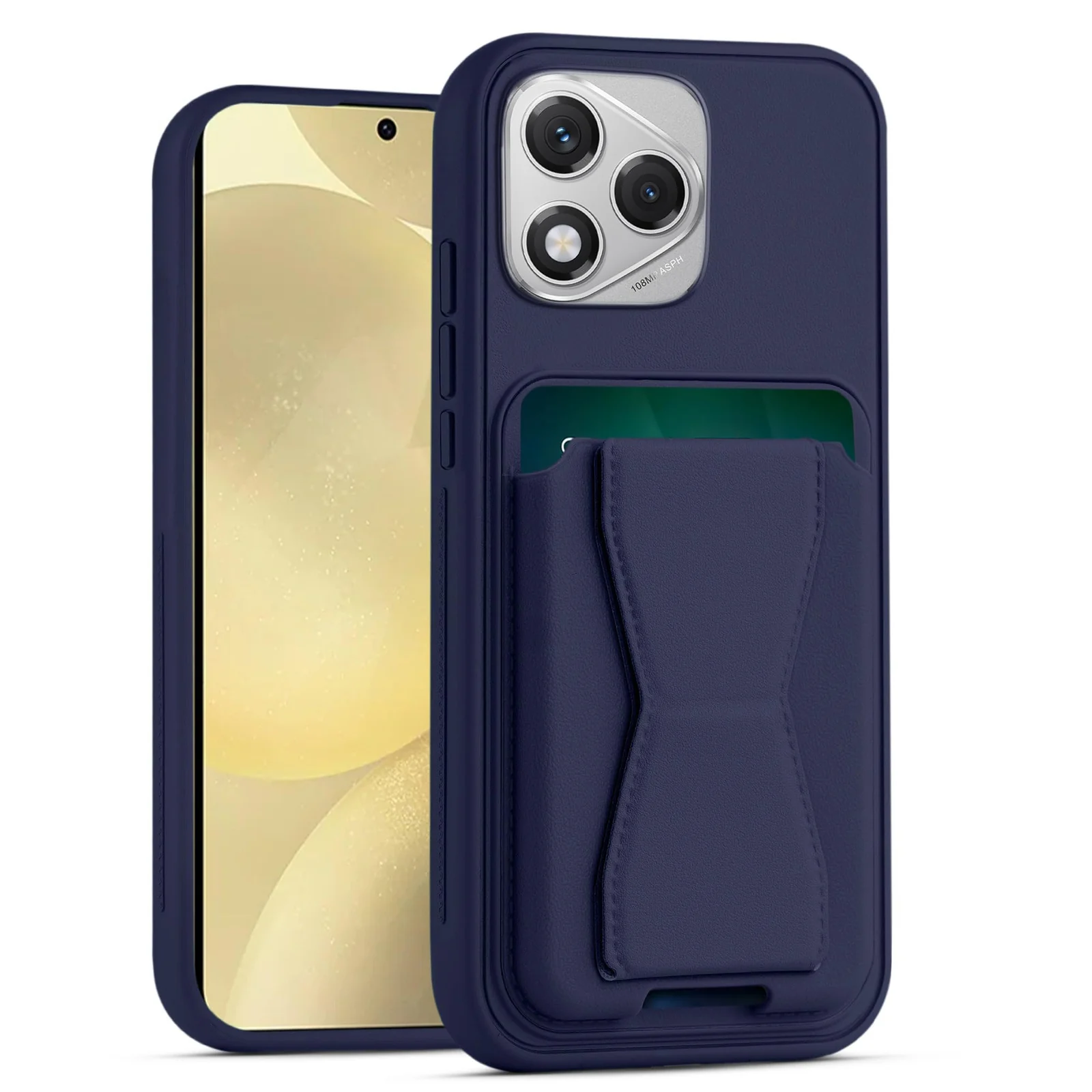 Mobigon Leather Wallet Case Compatible with Honor 600 Lite, Leather Back Cover With TPU Frame, Shockproof Protective Phone Case with Card Holder Stand