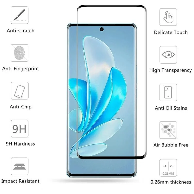 DL3 Mobilak 5D Full Glass Screen Protector For vivo V29 / vivo V29 Pro Frame Protector - Black