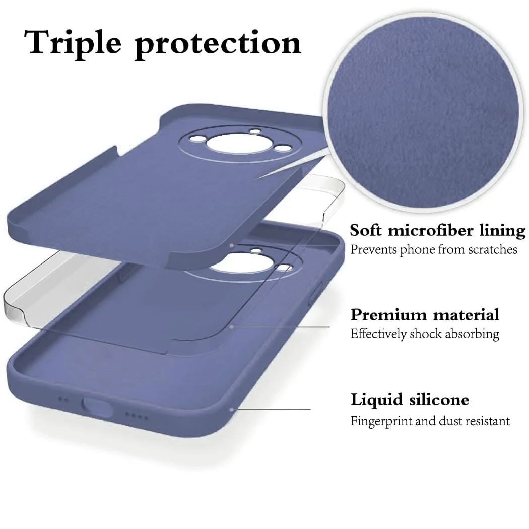 DL3 Mobilak Liquid Silicone Protective Case for realme 11 Pro / realme 11 Pro+ Plus 5G with Microfiber Lining and Shockproof Design - Lavender Gray