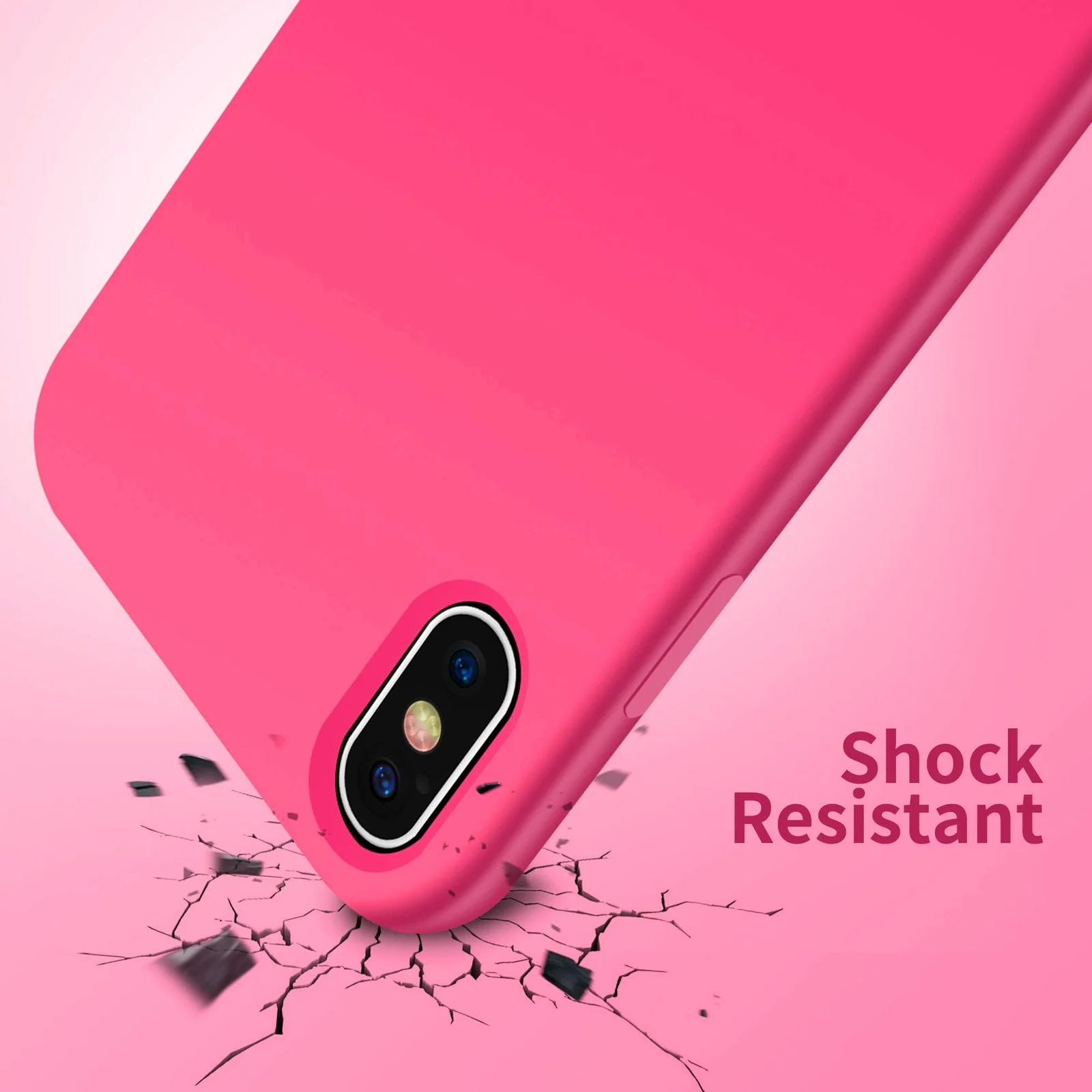 DL3 Mobilak Compatible with iPhone XS Max Case, Liquid Silicone Case, Full Body Protective Cover, Shockproof, Slim Phone Case, Anti-Scratch Soft Microfiber Lining - Neon Pink 2