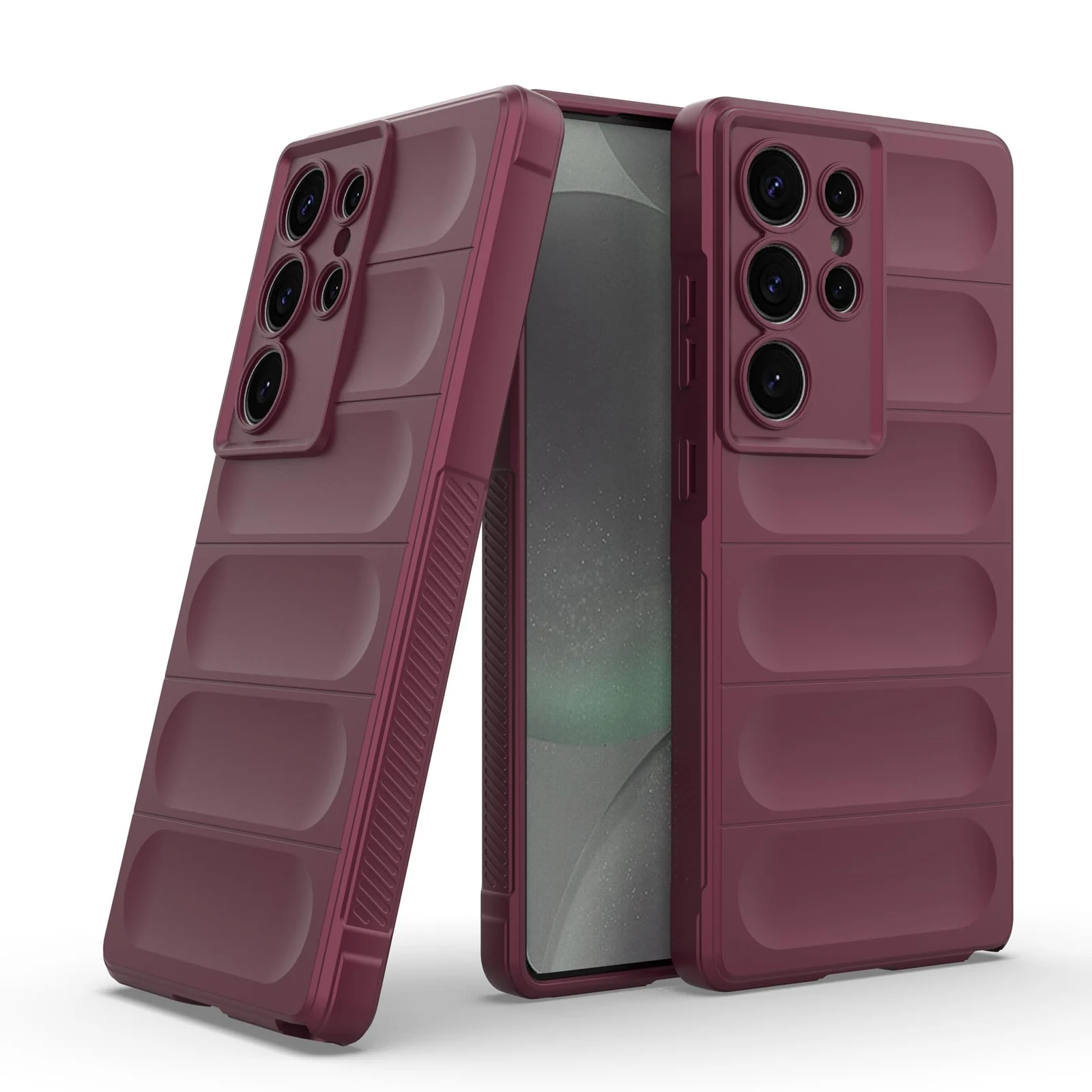 DL3 Mobilak Flexible Silicone and TPU Protective Case with Camera Protection for Samsung Galaxy S25 Ultra - Wine Red