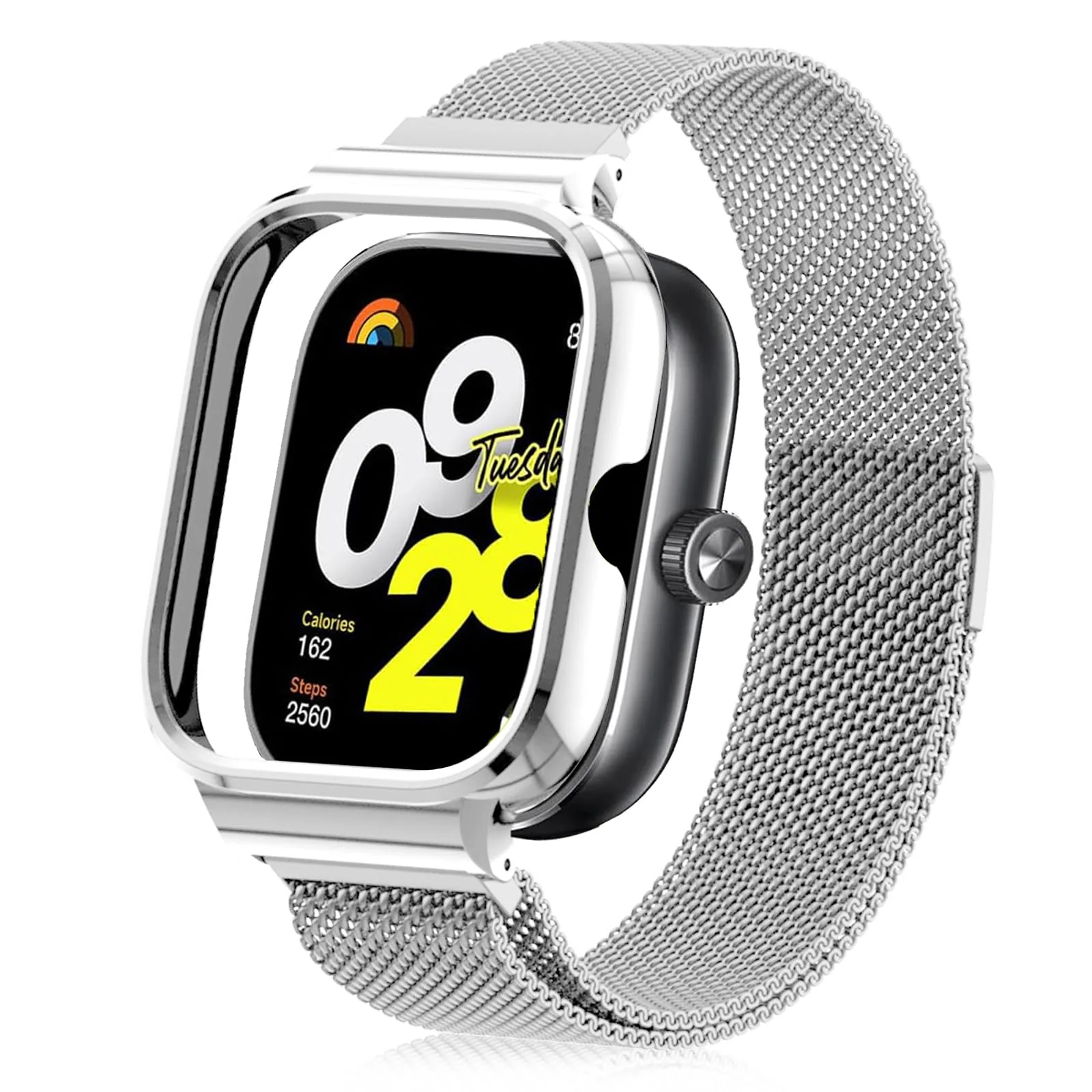 DL3 Mobilak Strap Compatible with Xiaomi Redmi Watch 4, Men and Women Adjustable Metal Stainless Steel Mesh Magnetic Breathable Replacement Wristband Watch Bands for Redmi Watch 4 - Silver
