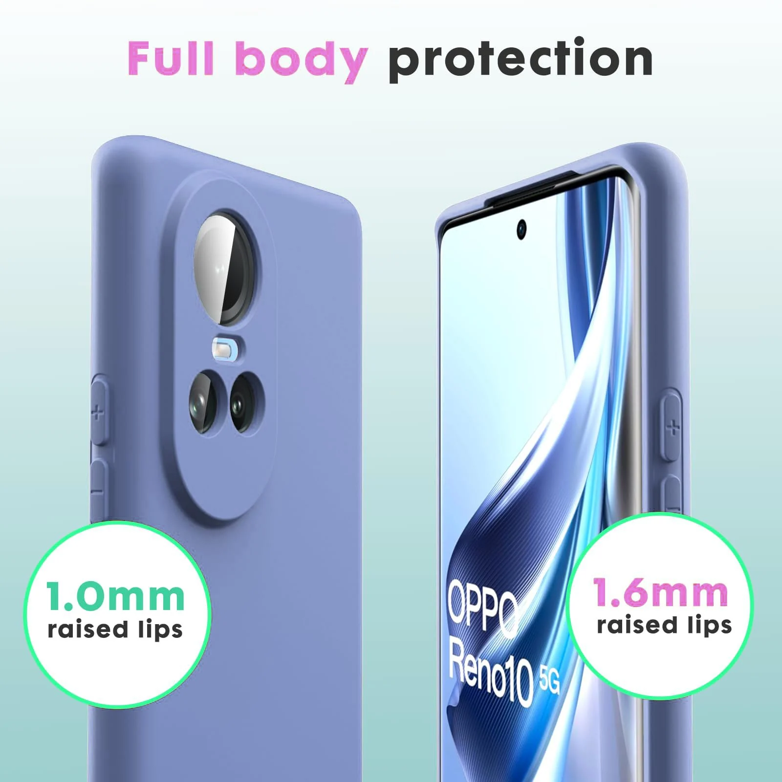 DL3 Mobilak Liquid Silicone Protective Case for OPPO Reno 10 with Microfiber Lining and Shockproof Design - Baby Blue