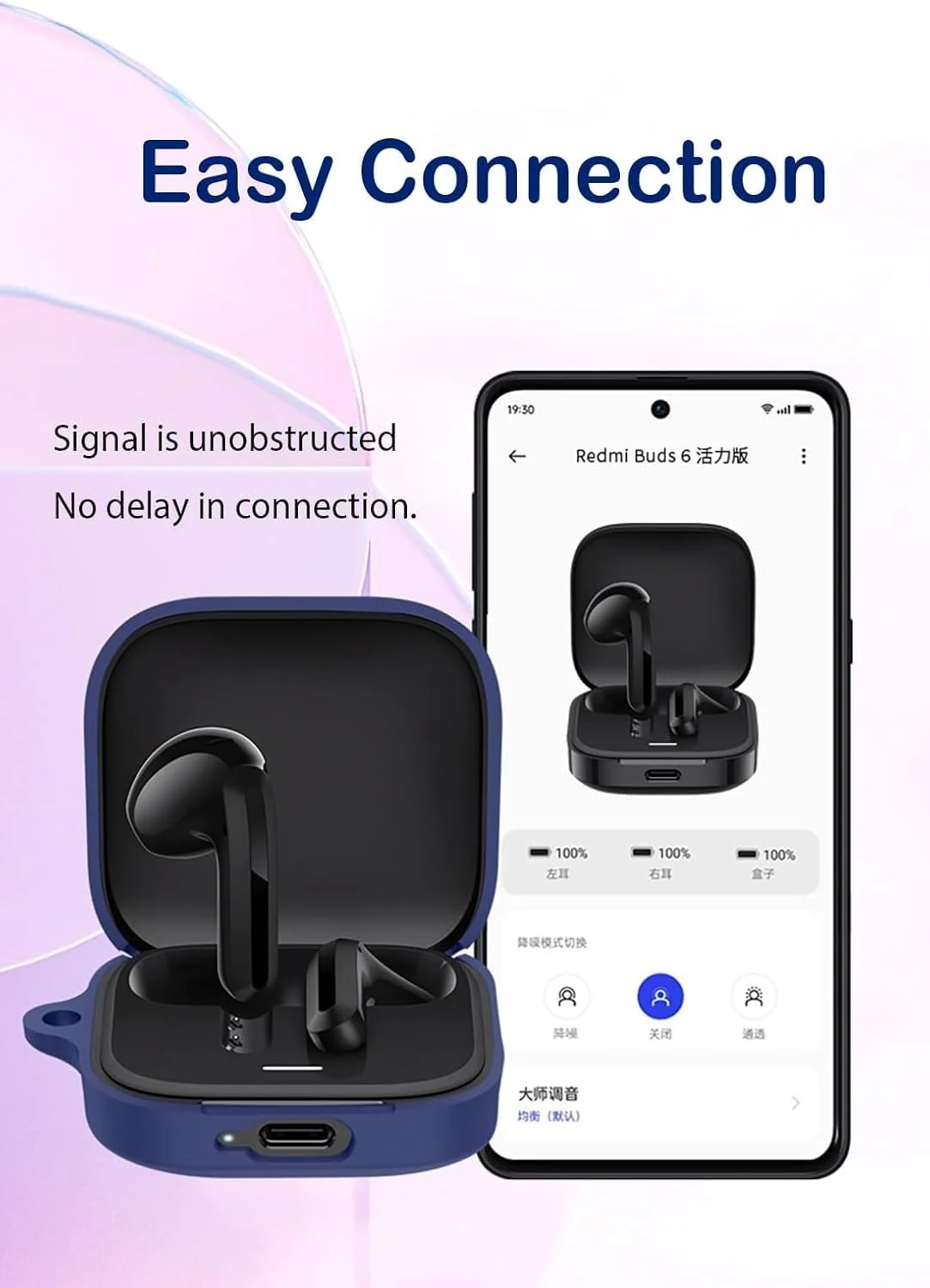 DL3 Mobilak Silicone Cover Case Compatible with Redmi Buds 6 Active Portable Protective Case Cover With Keychain For Redmi Buds 6 Active - Blue