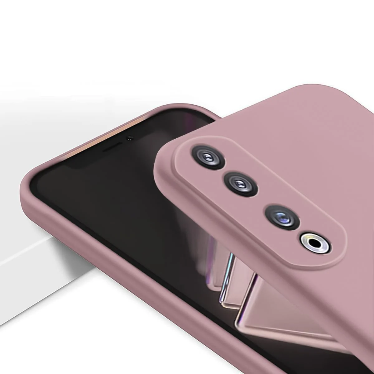 DL3 Mobilak Soft Silicone Protective Case for Honor 90 with Microfiber Lining and Shockproof Design - Cashmere