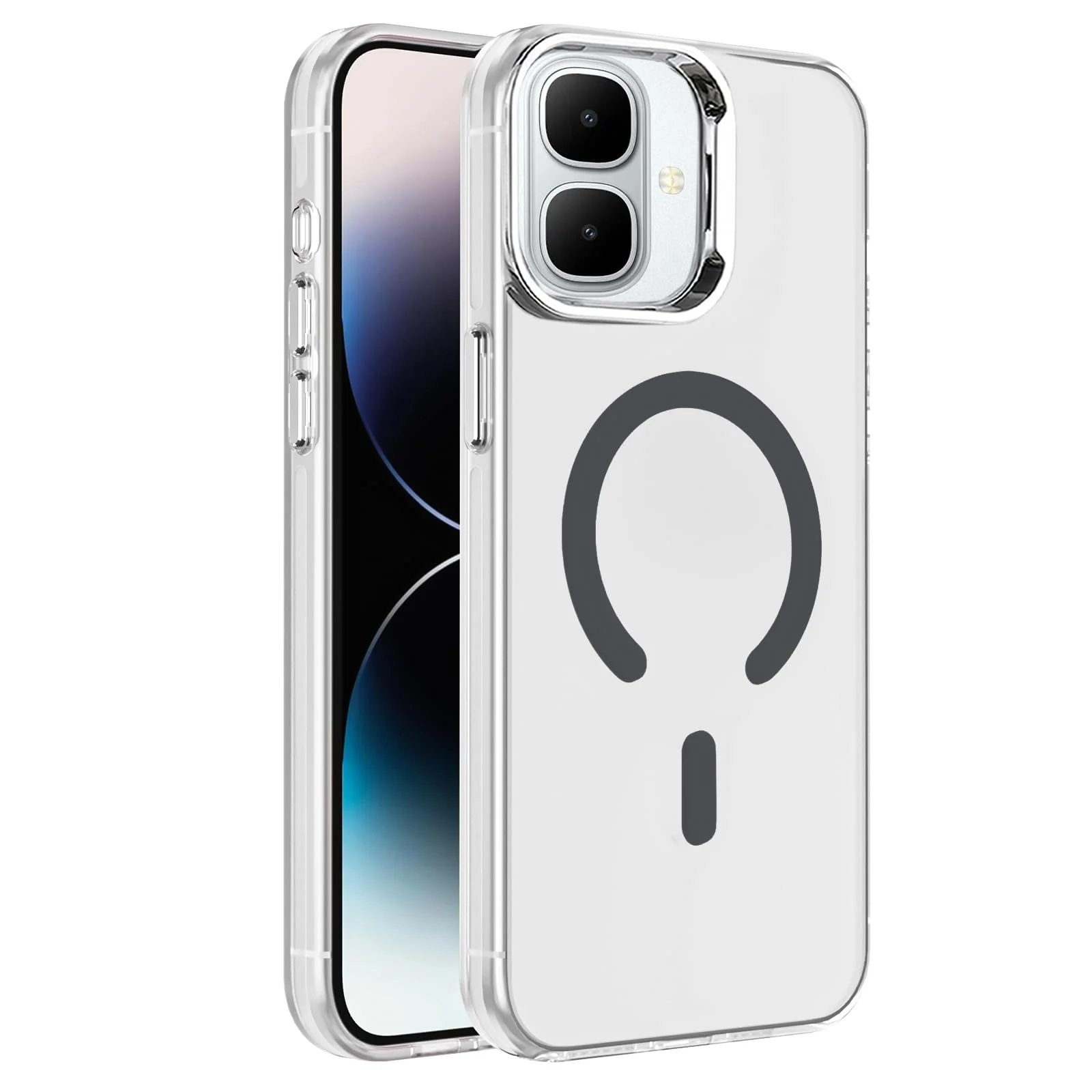 DL3 Mobilak Case for Infinix Smart 10 Crystal Clear [Not Compatible with MagSafe] Soft TPU Gel Case Flexible Silicone Anti-Scratch Transparent TPU Cover - Gray