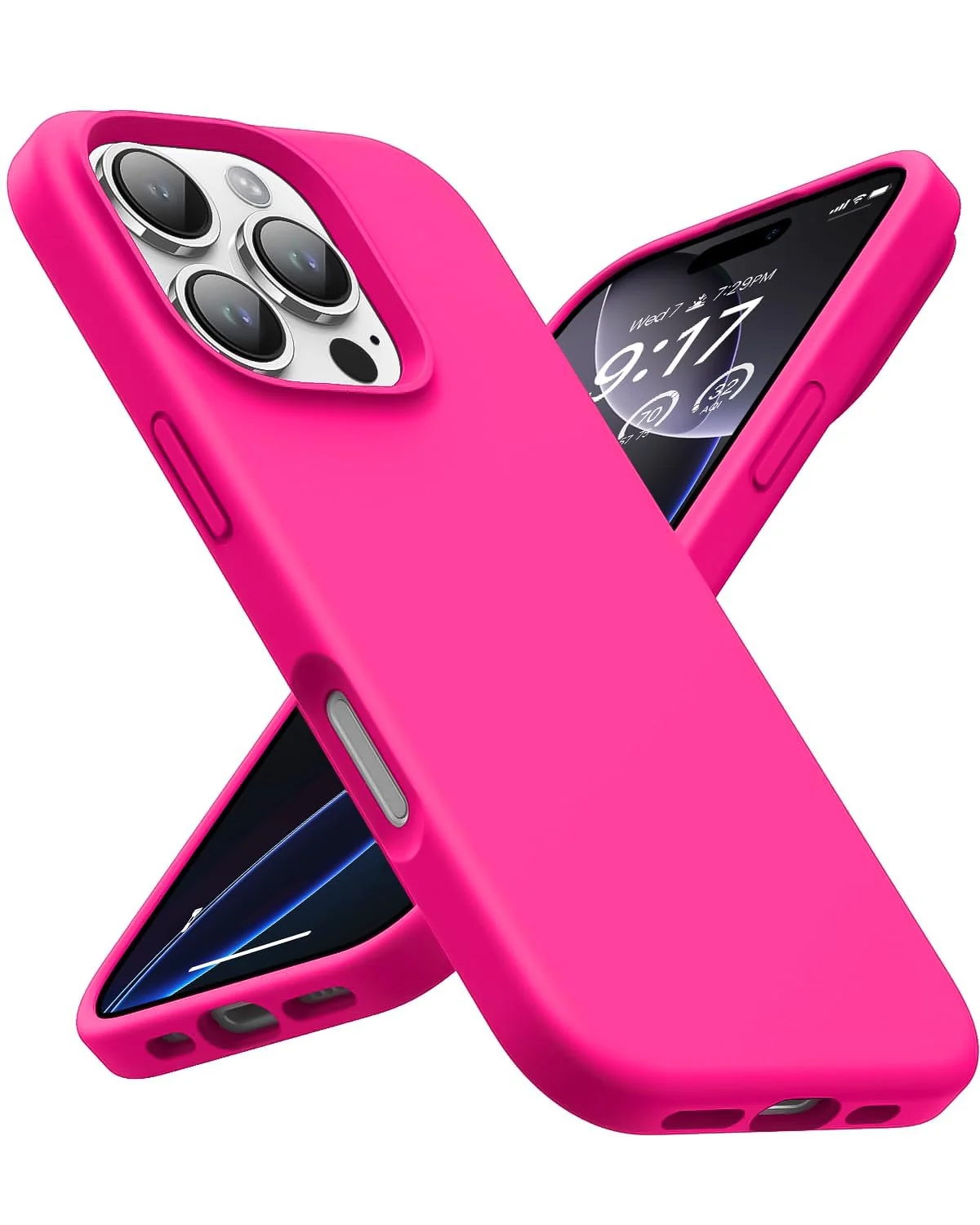 DL3 Mobilak Liquid Silicone Case for iPhone 16 Pro 6.3-inch, Supports wireless charging, Shock-absorbing protection, Scratch-resistant surface - Neon Pink