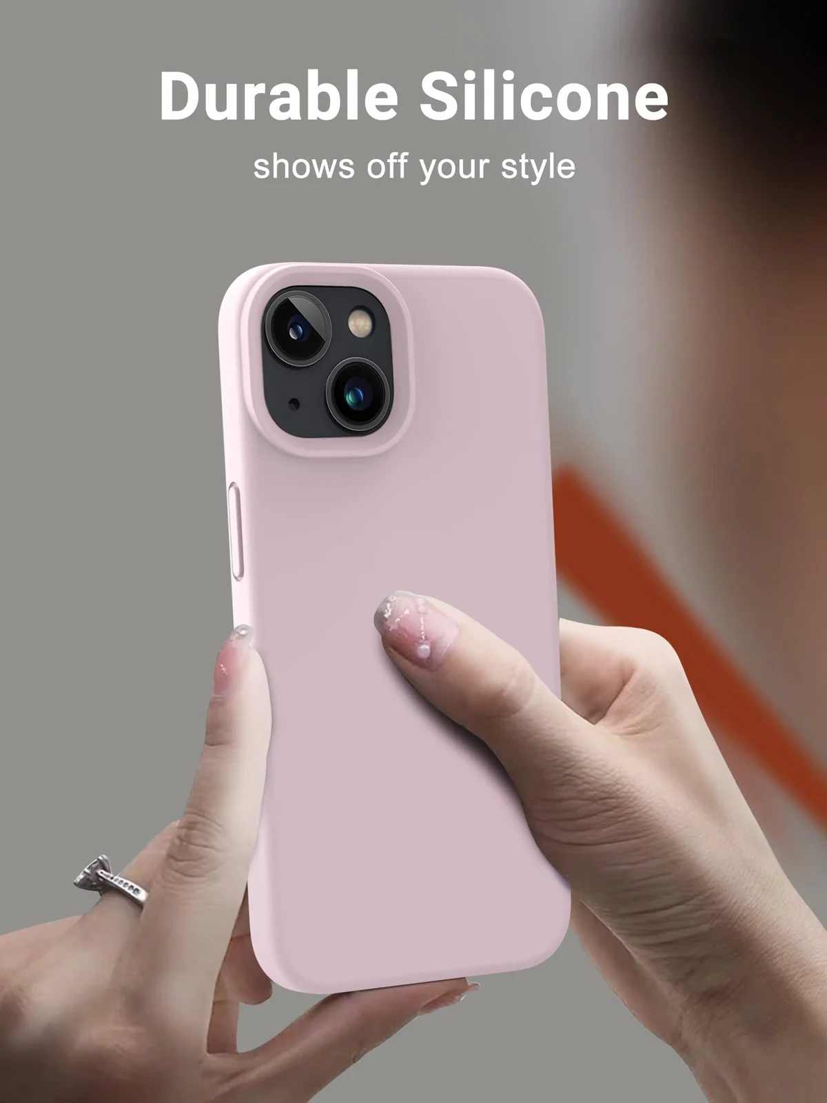 DL3 Mobilak Liquid Silicone Protective Case with Soft Microfiber Lining for iPhone 13 / iPhone 14 - Ice Pink