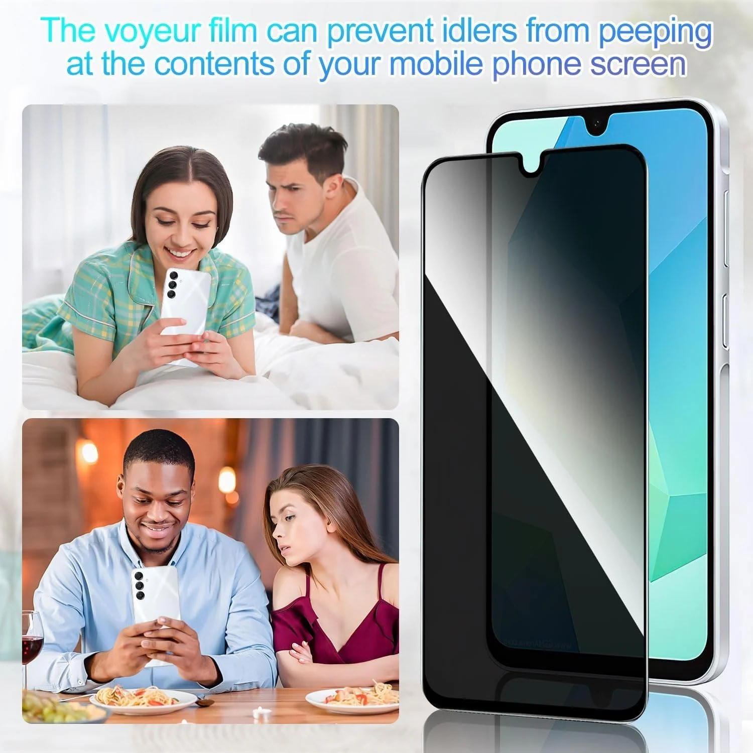 DL3 Mobilak vivo Y28 4G Privacy Screen Protector, Anti-Spy 9H Hardness Tempered Glass Film [Case Friendly] [Bubble Free] - Black