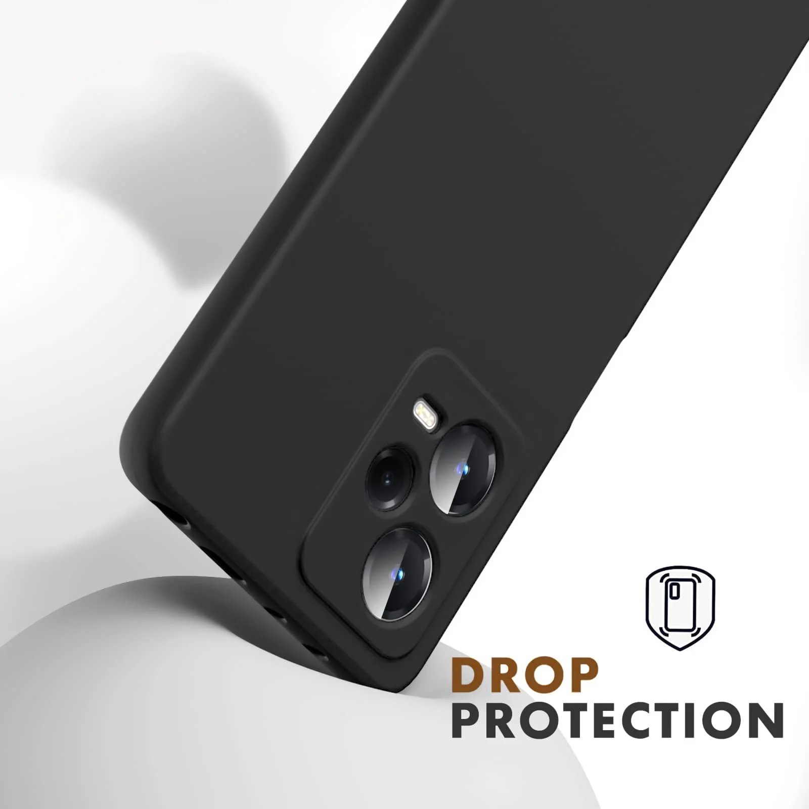 DL3 Mobilak Liquid Silicone Case for Xiaomi Redmi Note 12 Pro + Plus 5G, Not compatible with MagSafe, Supports wireless charging, Camera protection - Black