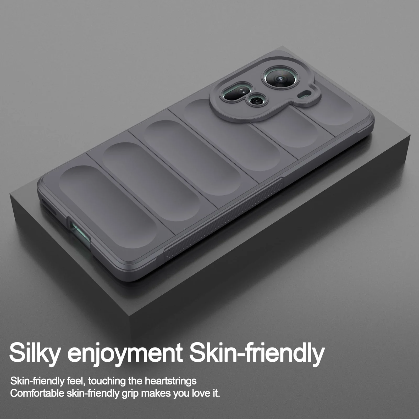 DL3 Mobilak Flexible Silicone and TPU Protective Case with Camera Protection for OPPO Reno 11 5G - Dark Grey