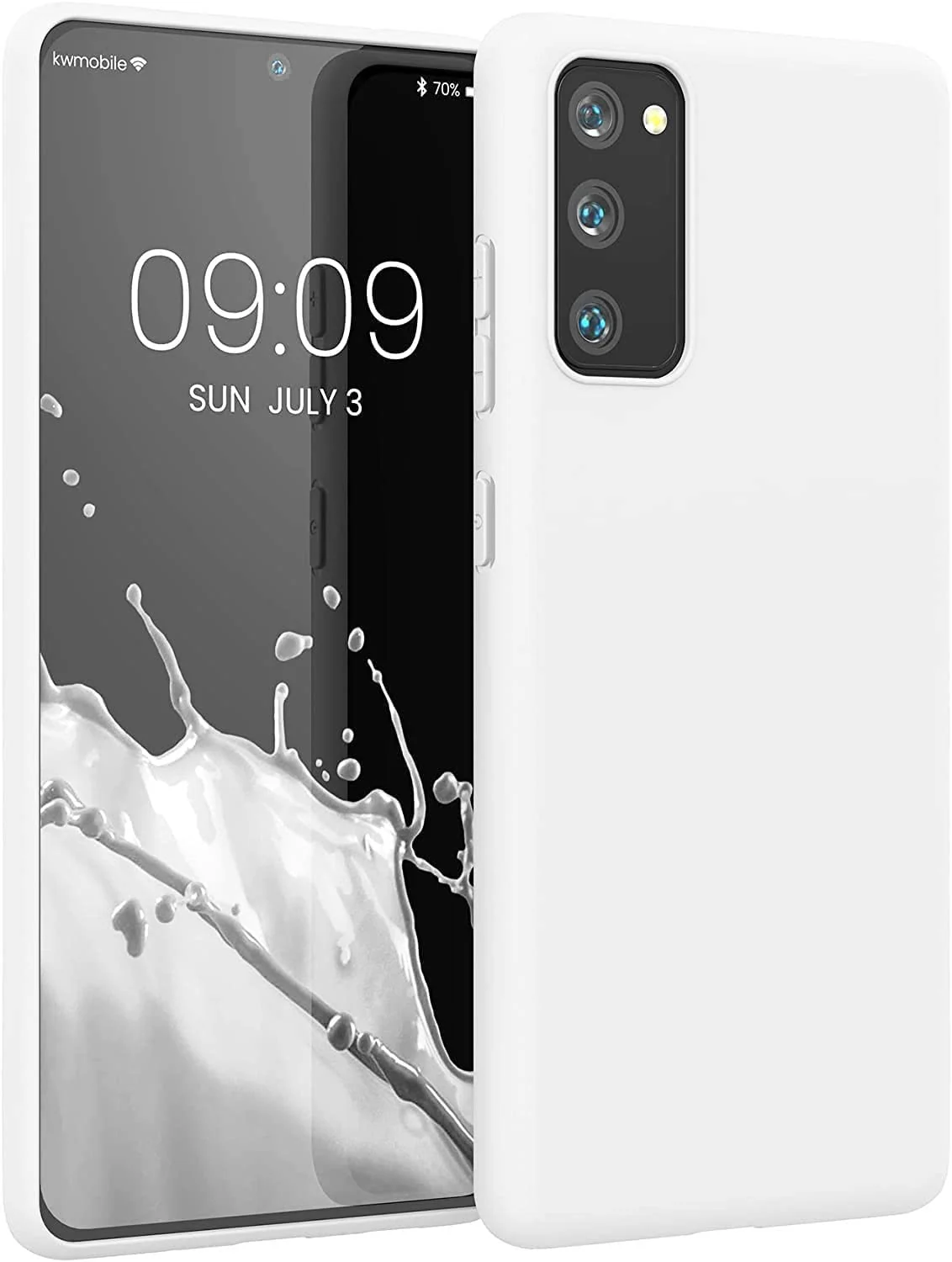 DL3 Mobilak Samsung Galaxy S20 FE Case, Soft Flexible Silicone Gel Rubber Bumper Cover, Slim Fit Full Body Shockproof Protective Phone Case for Samsung Galaxy S20 FE White - Black