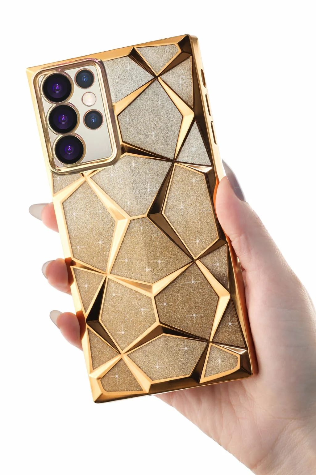 "DL3 Mobilak Compatible with Samsung Galaxy S23 Ultra (6.8"") Case Plating Bling Gradient Glitter Clear Cover Soft TPU Silicone Cute Camera Protection Shockproof Back for Women Girls Case - Gold"