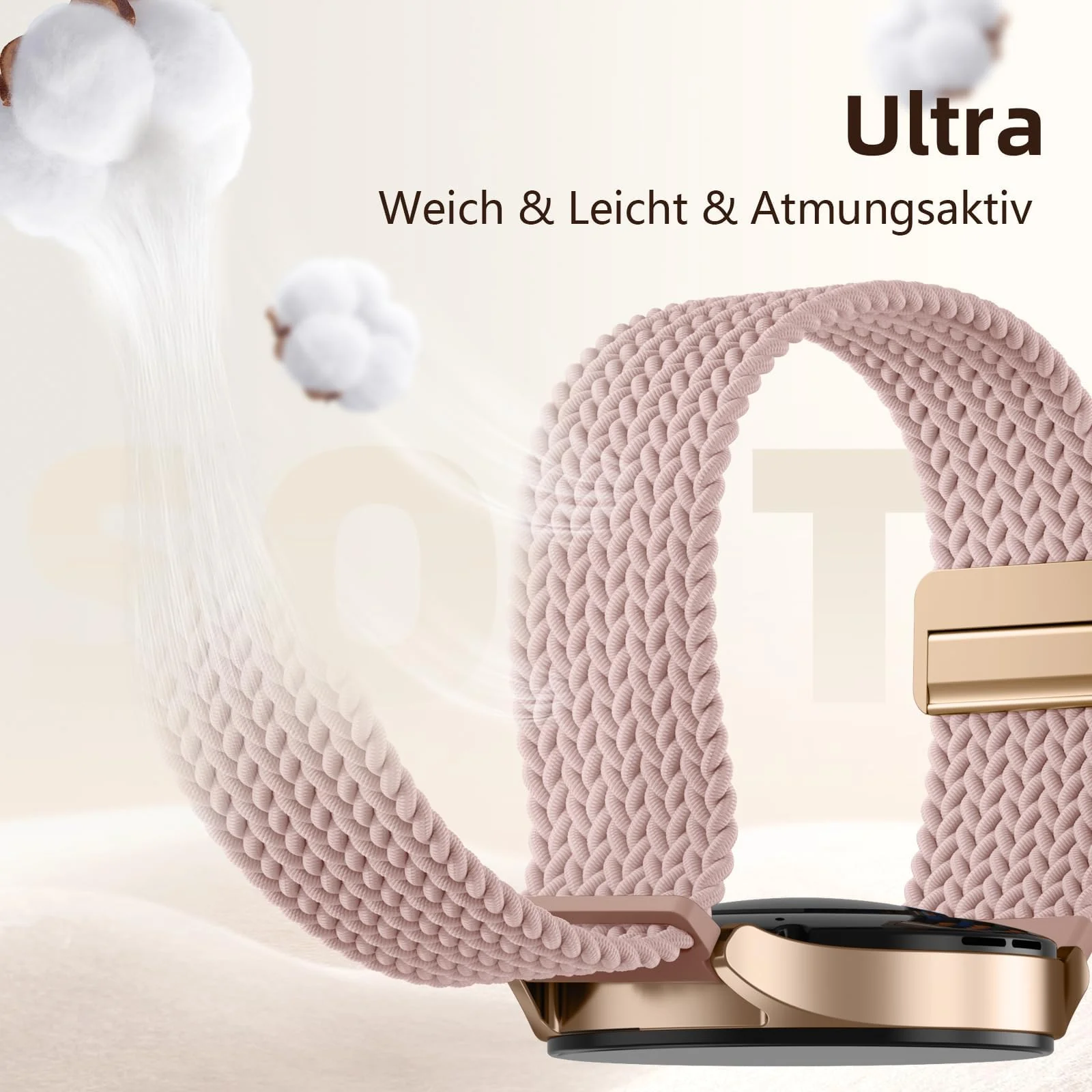DL3 Mobilak 22mm Magnetic Band for Redmi Watch 5 Active/5 Lite/Samsung Galaxy Watch 3 45mm/Watch 46mm/Gear S3/Huawei watch GT6 GT5 46MM/GT2E/GT6 Pro/GT 5 Pro/Amazfit GTR 4/3, Stretchy Braided Nylon Sport Strap - Light Pink