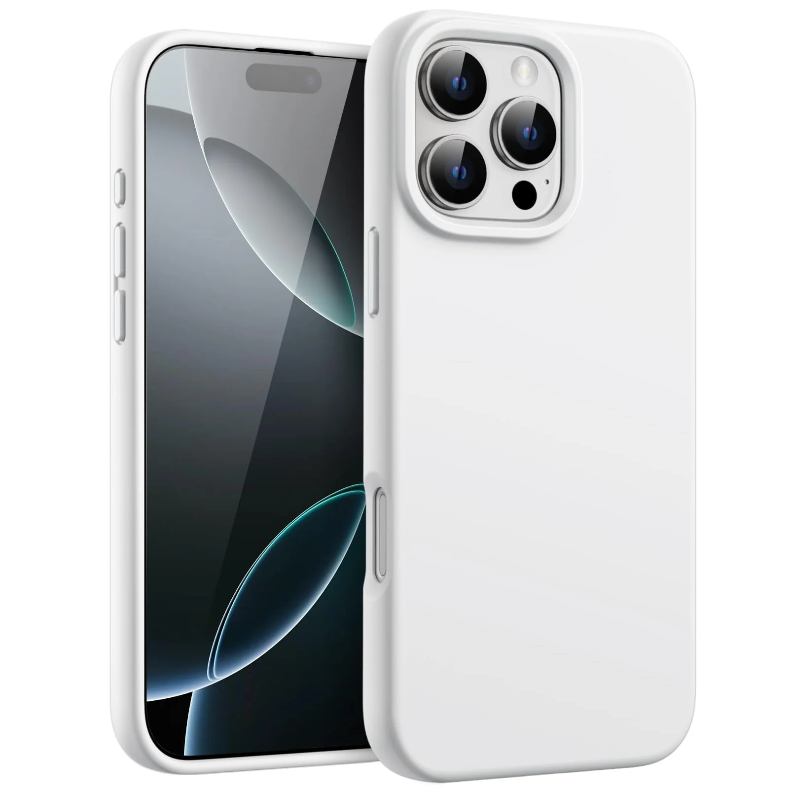 DL3 Mobilak Liquid Silicone Protective Case with Soft Microfiber Lining for iPhone 16 Pro Max - White