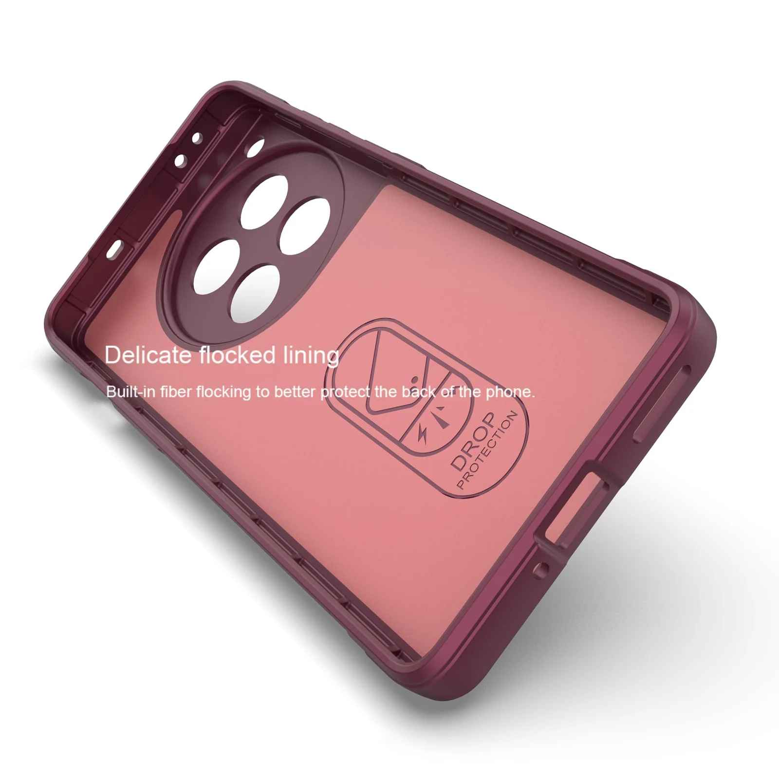 DL3 Mobilak Flexible Silicone and TPU Protective Case with Camera Protection for Oneplus 12R 5G / Oneplus Ace 3 - Wine Red